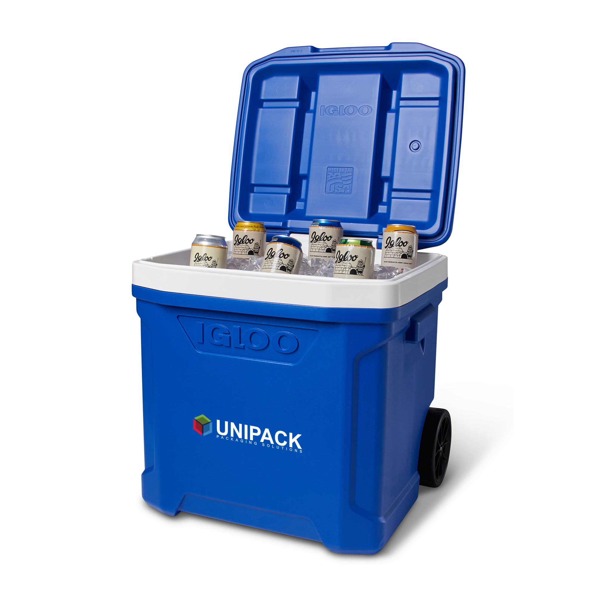 Picture of Igloo Profile II 60 Qt Roller Cooler - White-Majestic Blue
