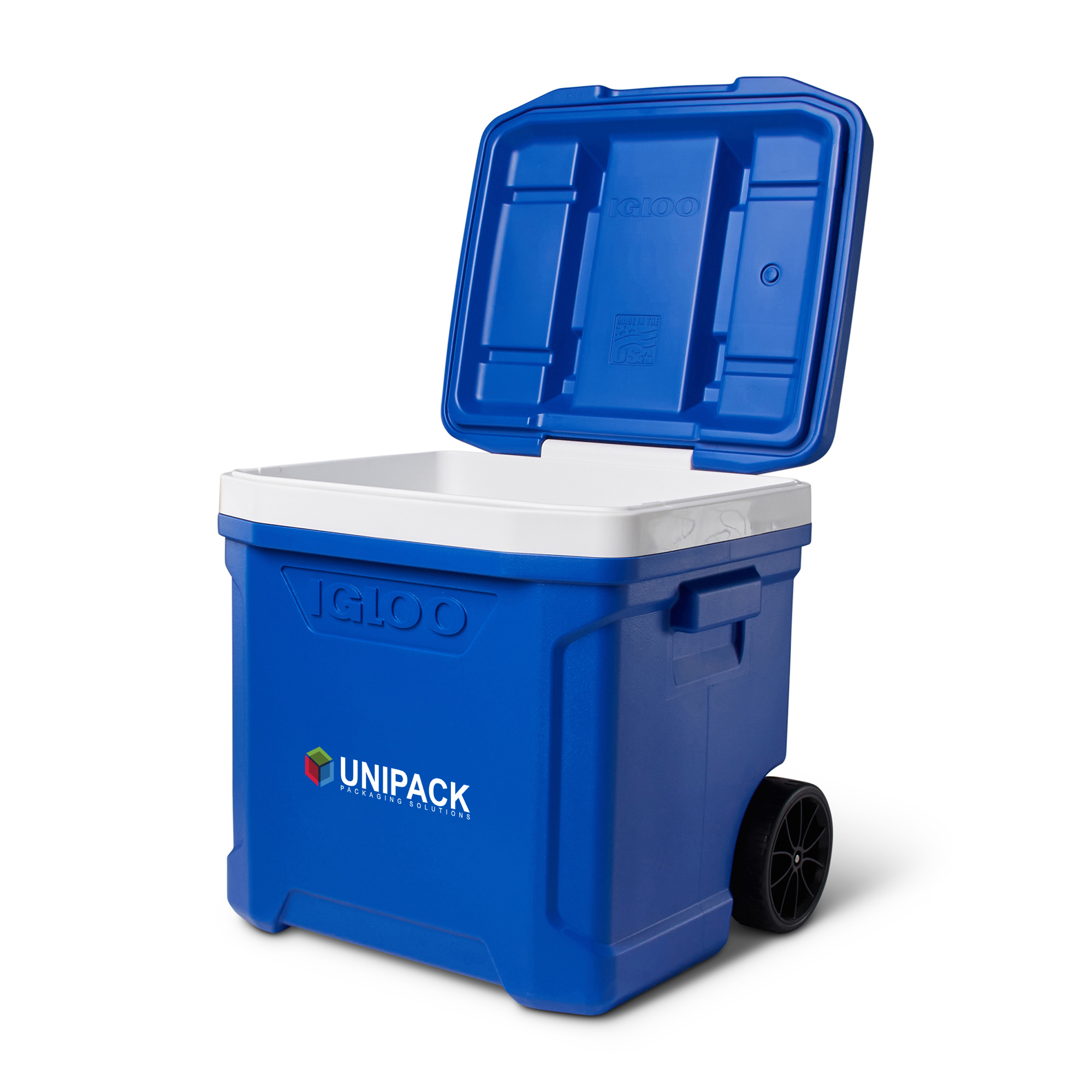 Picture of Igloo Profile II 60 Qt Roller Cooler - White-Majestic Blue