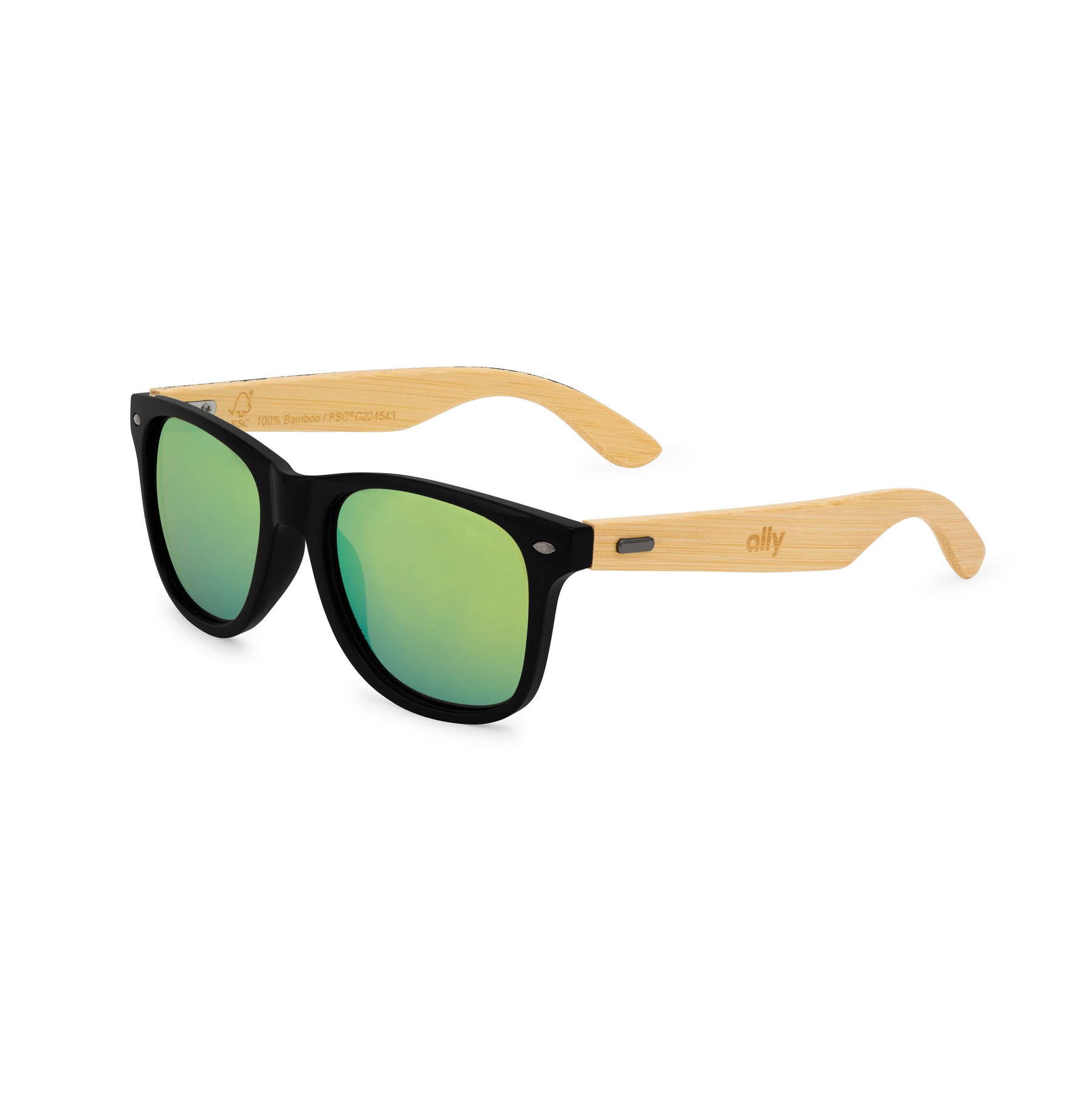 Picture of CapeShades Recycled Bamboo Sunglasses Black Frame - Green