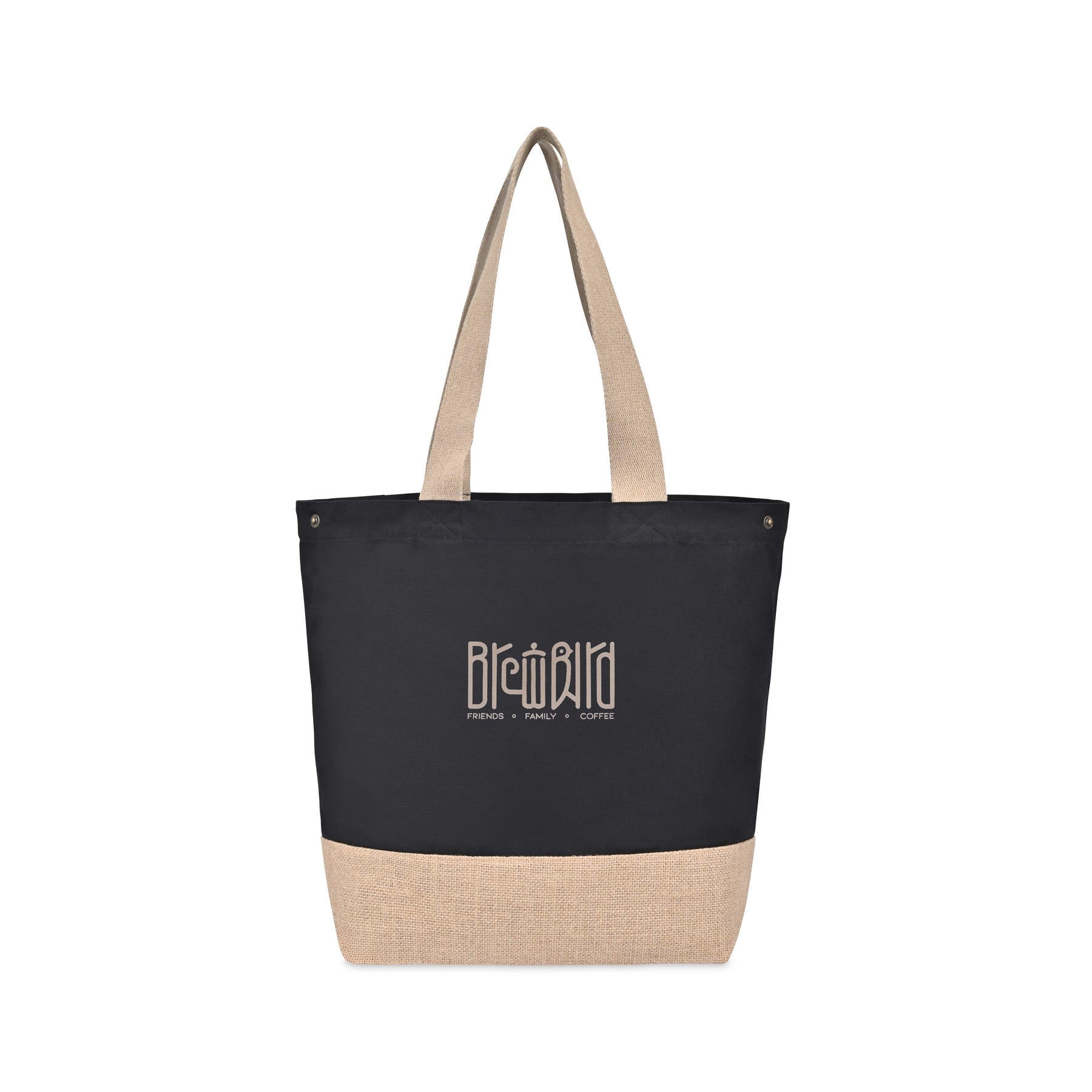 Picture of Recycled Cotton Canvas Jute Tote - AWARE - Black