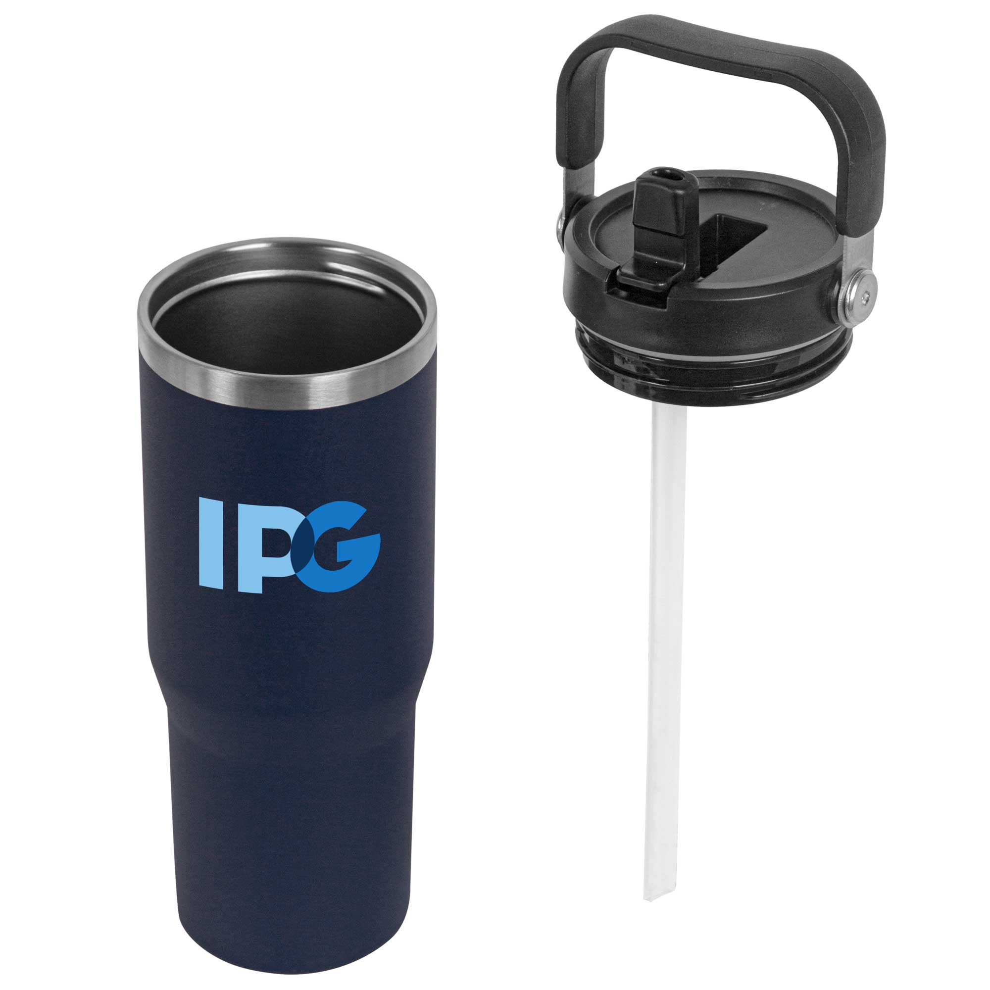 Picture of 30 Oz. Stainless Steel Insulated Mug w/Handle & Built-In Straw