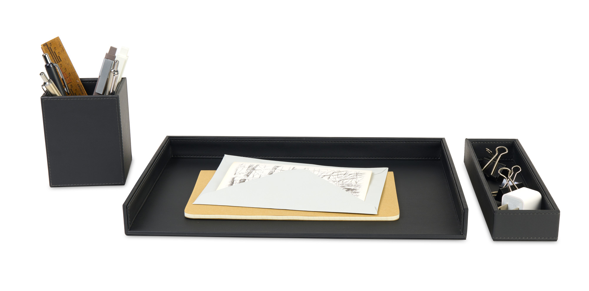 Picture of Easton 3 Piece Desktop Organizer Set - Black