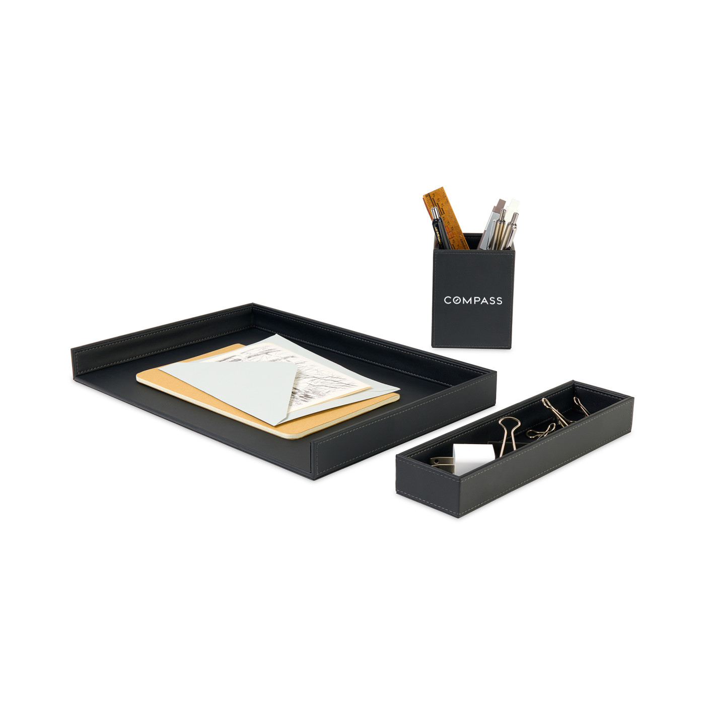 Picture of Easton 3 Piece Desktop Organizer Set - Black