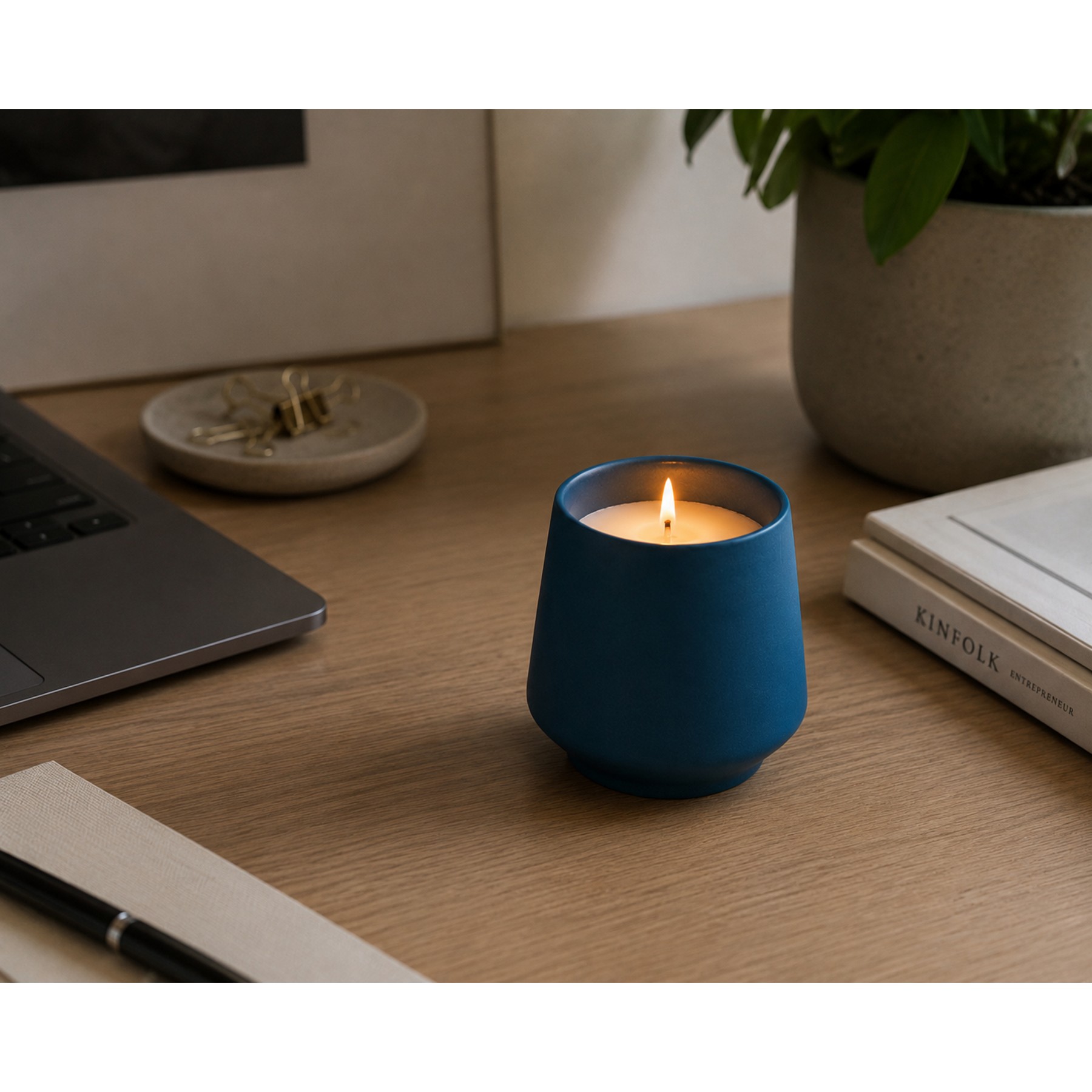 Picture of Modern Sprout Rooted Candle - Blue-Basil
