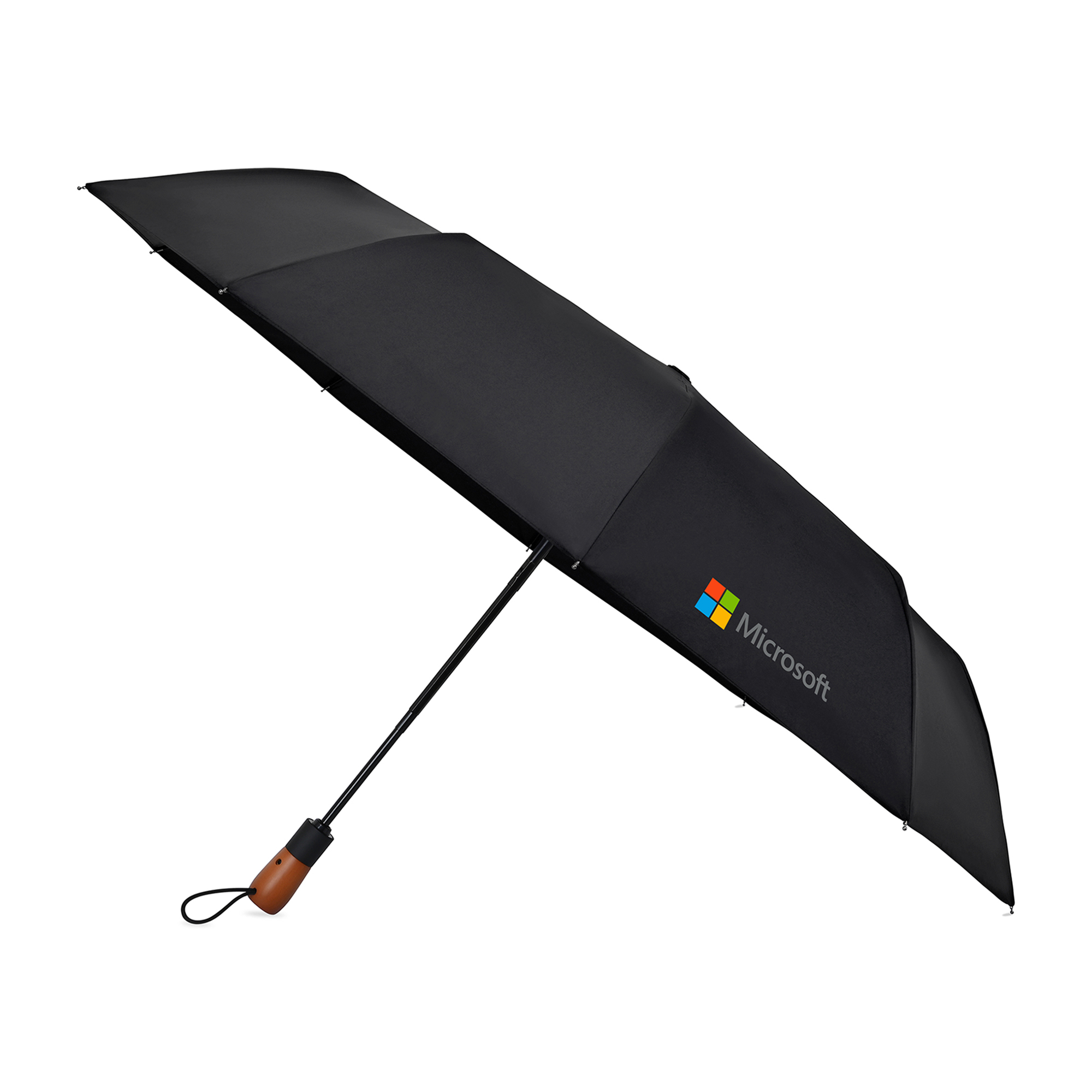 Picture of Elements 46" Recycled rPET Auto Open/Close Folding Umbrella - Black