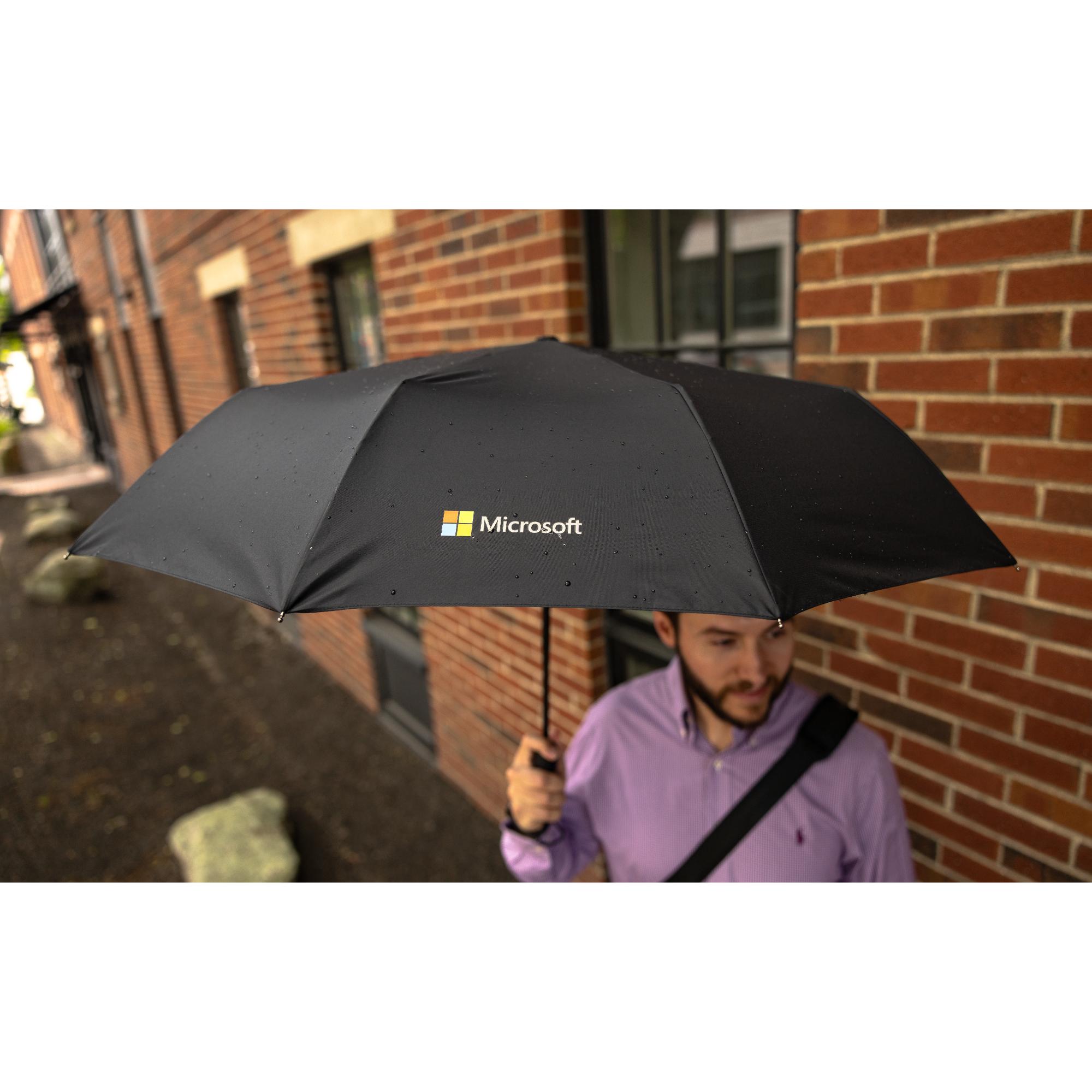 Picture of Elements 46" Recycled rPET Auto Open/Close Folding Umbrella - Black