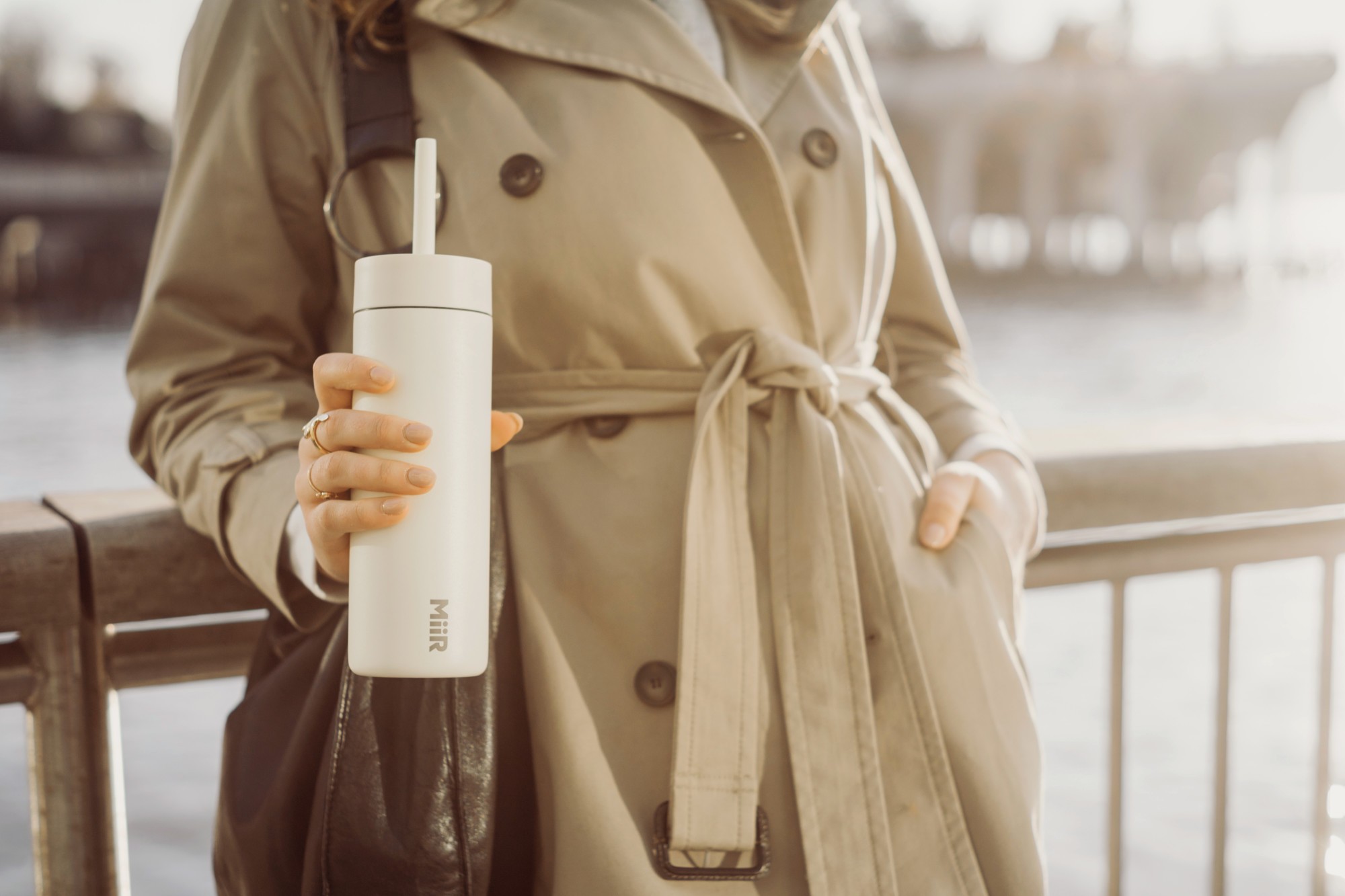 Picture of MiiR Sipper Straw Bottle - 16 Oz. - White Powder
