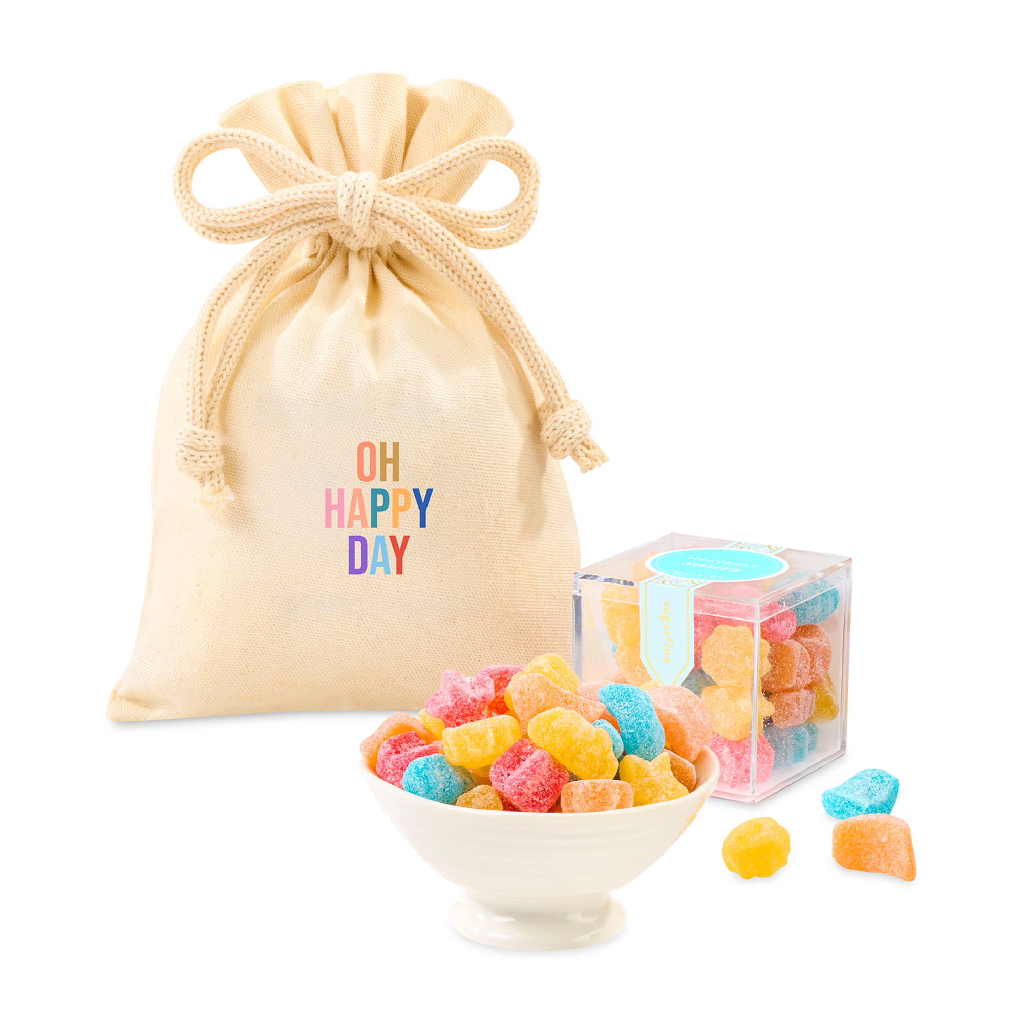 Picture of Sugarfina Heavenly Sours Candy Cube Gift Bag - Natural