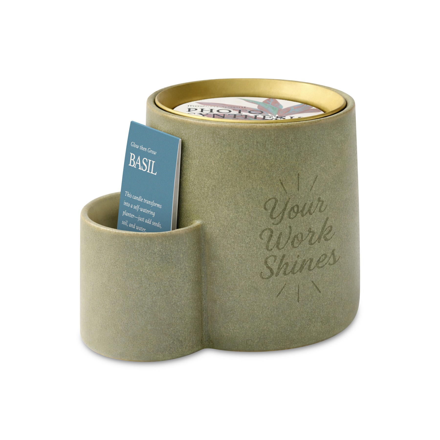 Picture of Modern Sprout Ember Earth Candle + Planter - Pebble- Photosynthesis