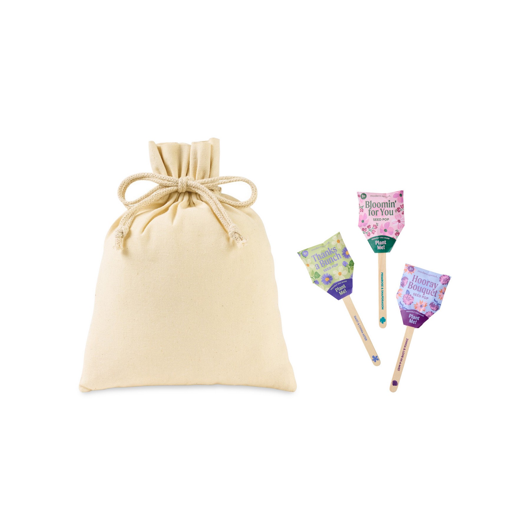 Picture of Modern Sprout Flower Pop Trio Pouch - Natural
