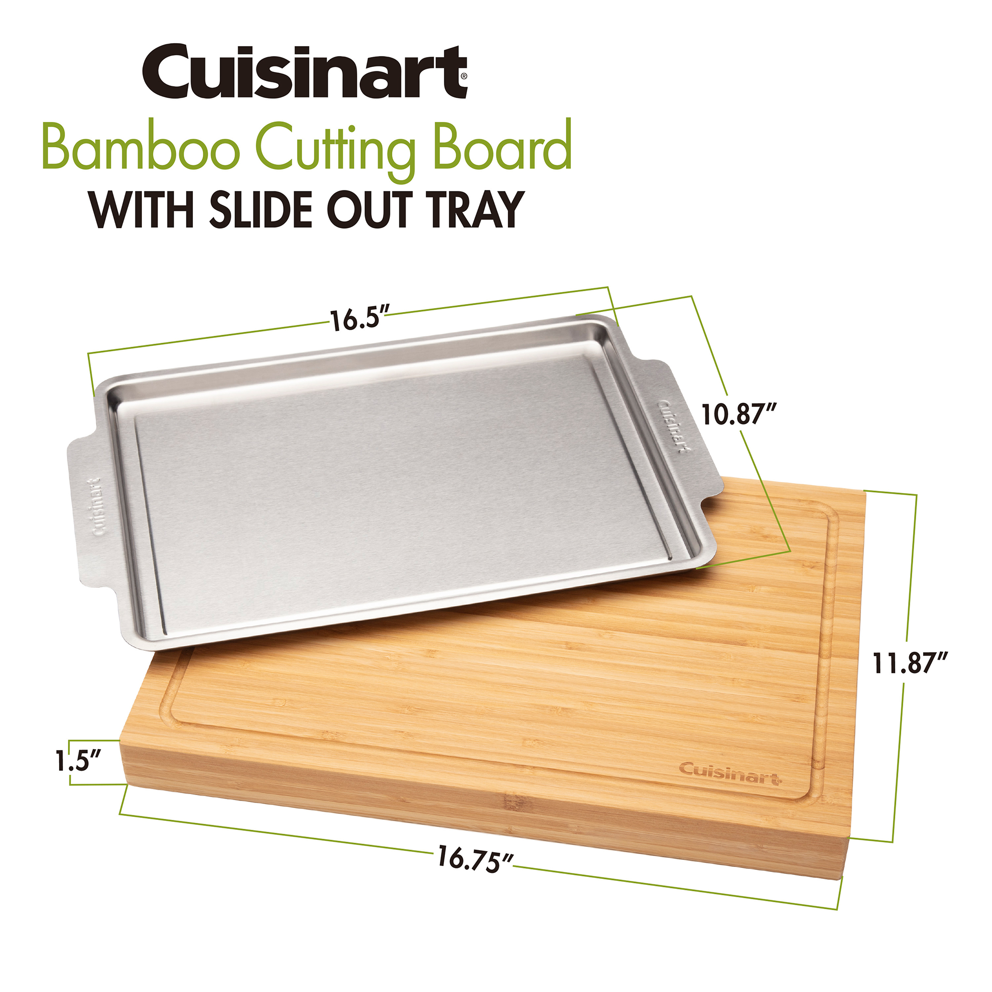 Picture of Cuisinart Outdoors Bamboo Cutting Board With Hidden Tray - Bamboo
