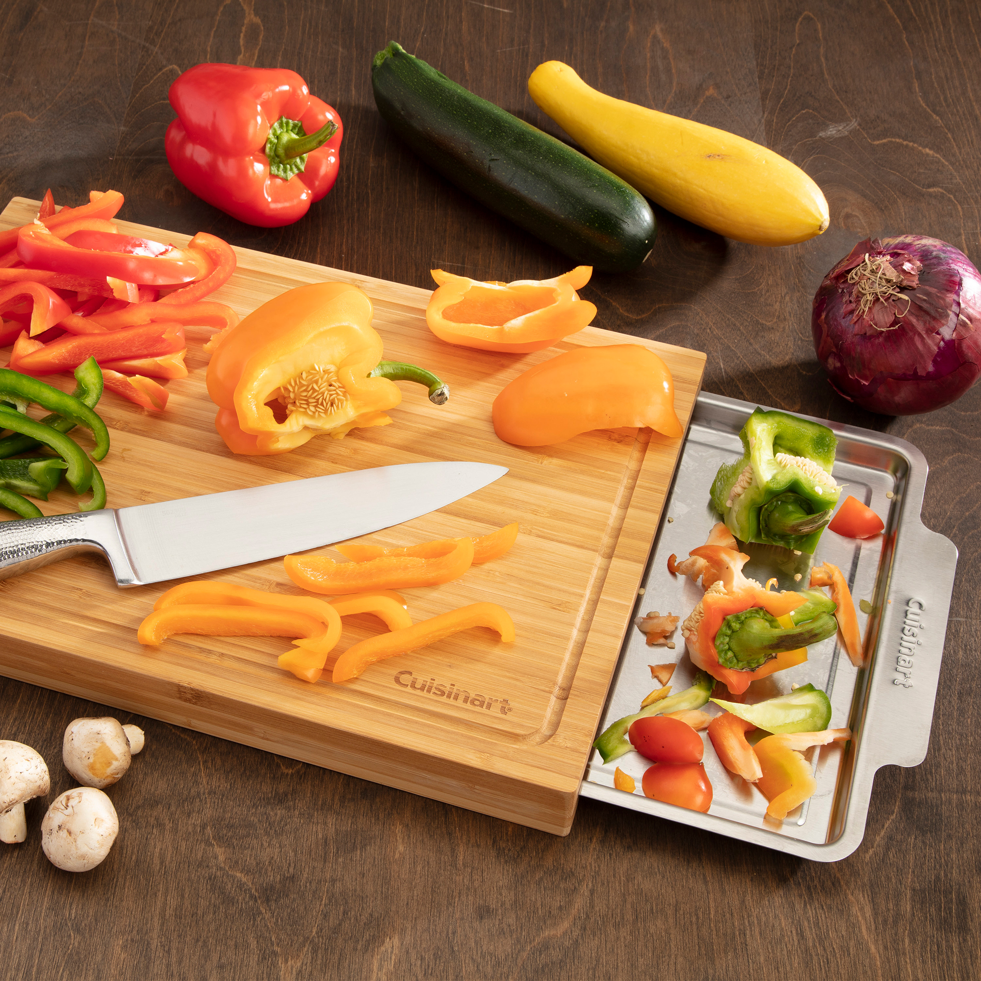 Picture of Cuisinart Outdoors Bamboo Cutting Board With Hidden Tray - Bamboo