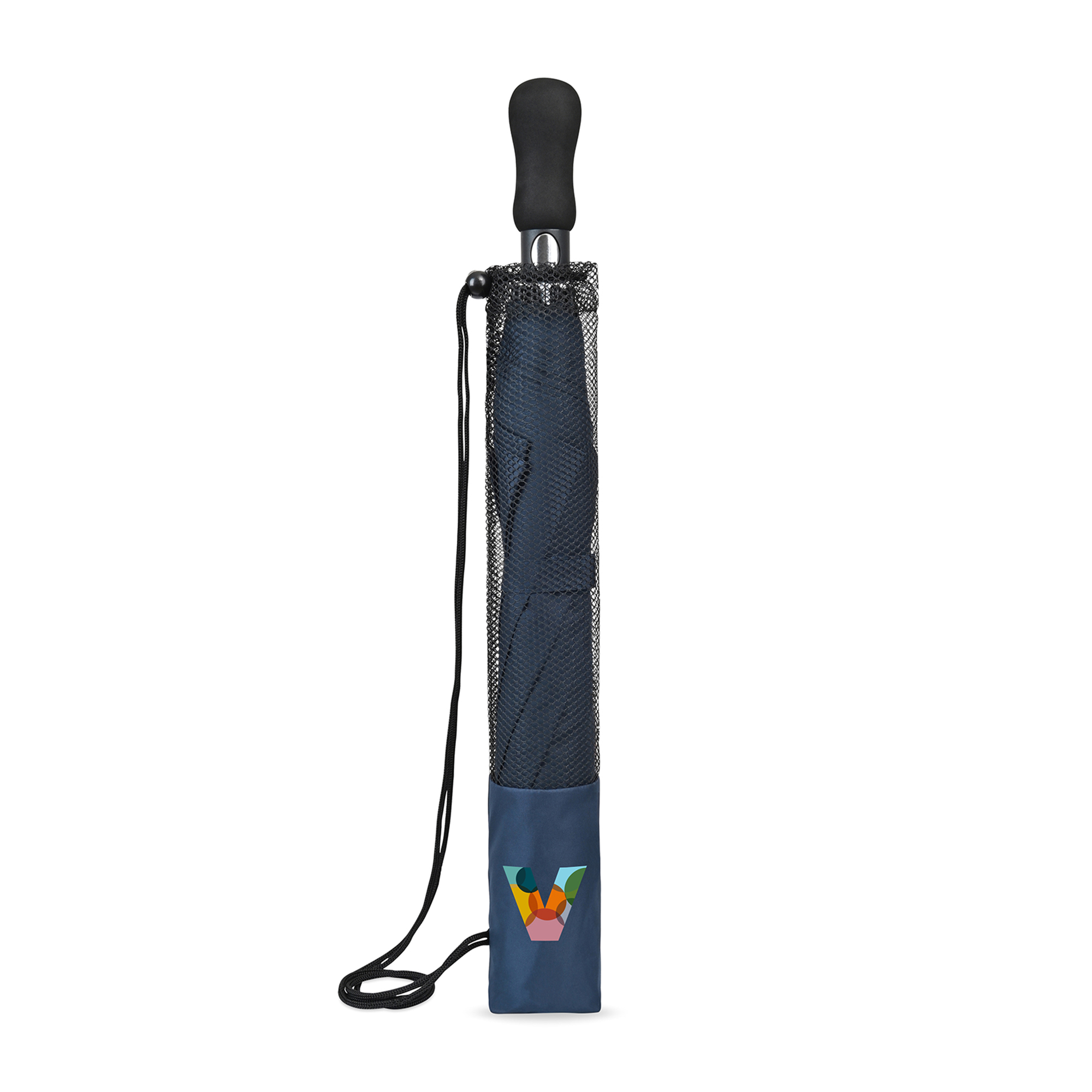 Picture of Elements 58" Recycled rPET Auto Open Travel Folding Umbrella - Navy