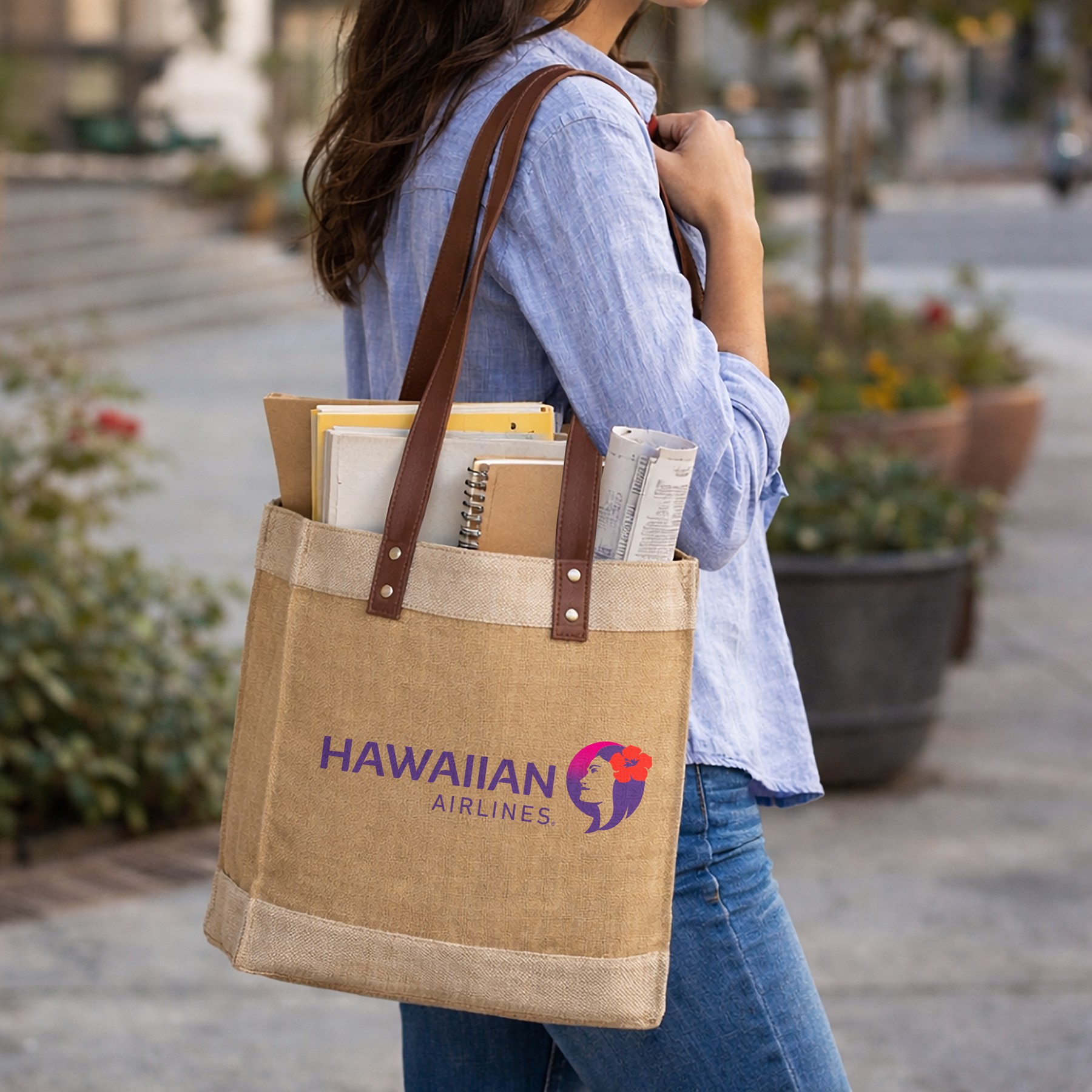 Picture of Premium Weave Golden Jute Tote Bag