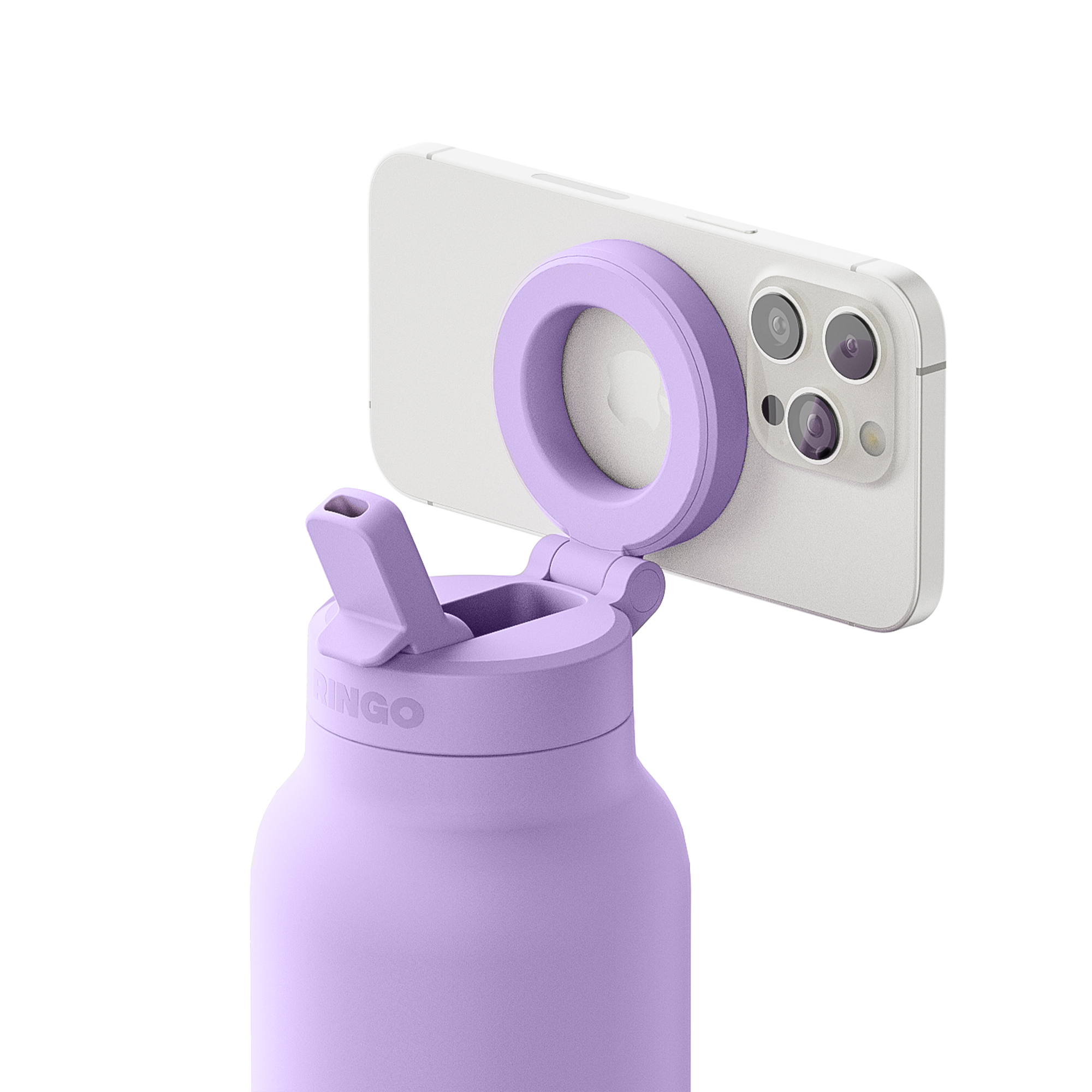 Picture of RINGO Pro Water Bottle with Magnetic Booster Ring - 24 Oz. - Lilac