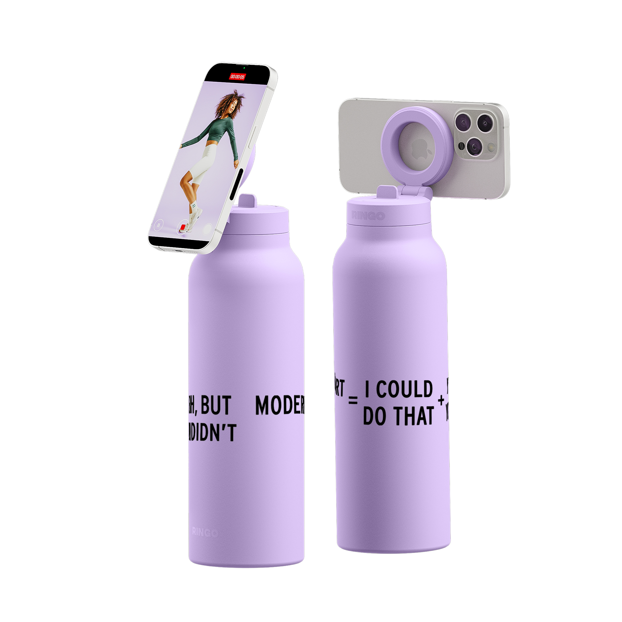 Picture of RINGO Pro Water Bottle with Magnetic Booster Ring - 24 Oz. - Lilac