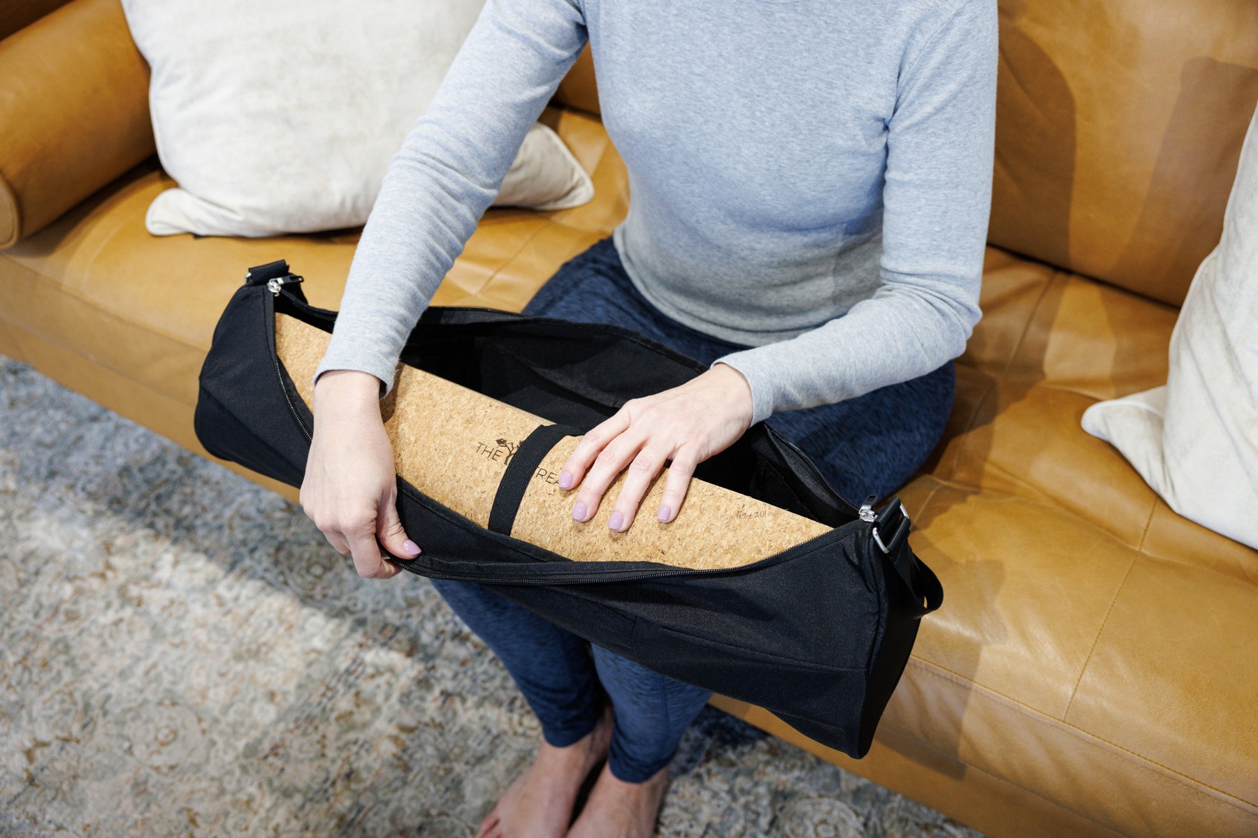 Picture of Well Studio Cork Yoga Mat with Bag - Black