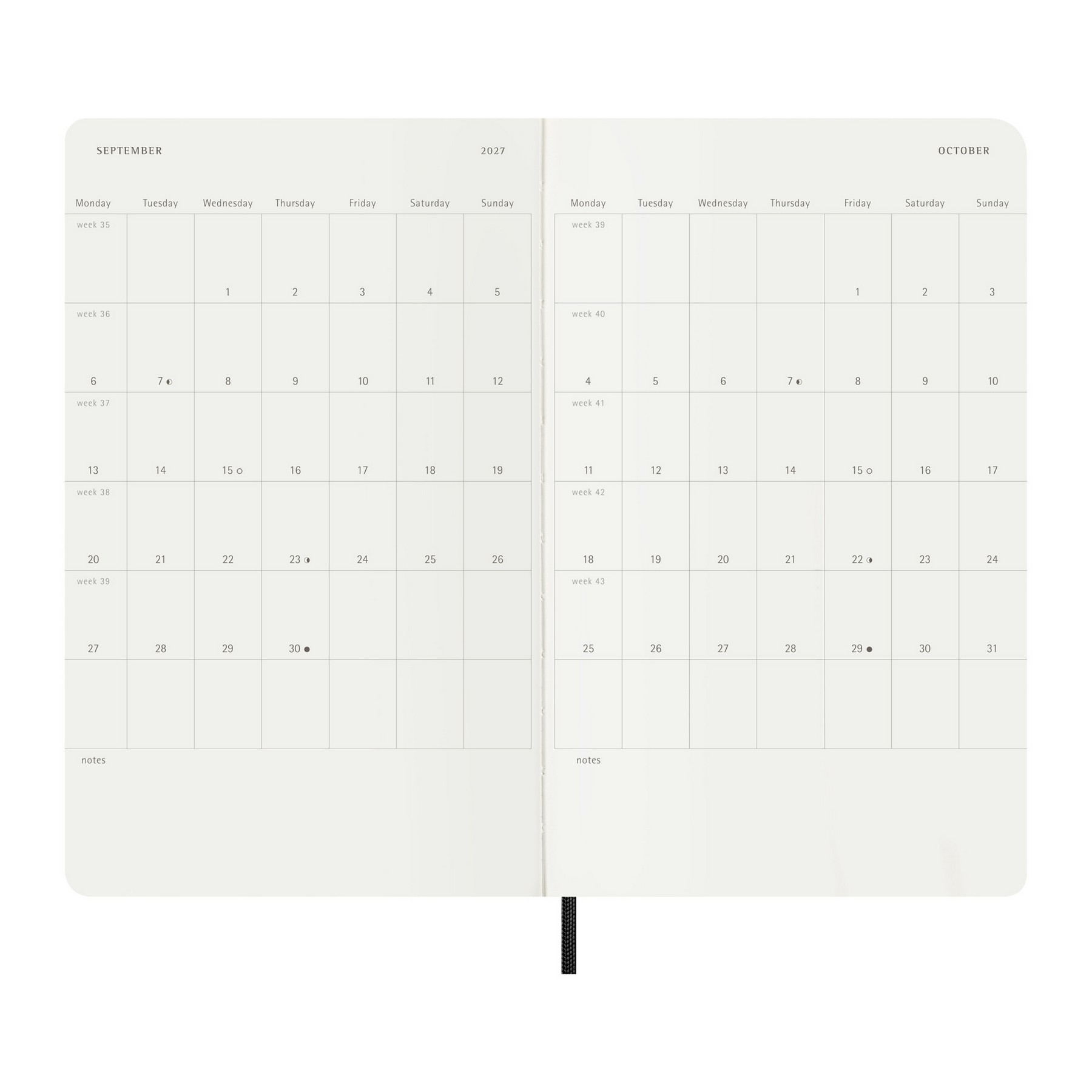 Picture of Moleskine Soft Cover Large 12-Month Weekly 2027 Planner - Black