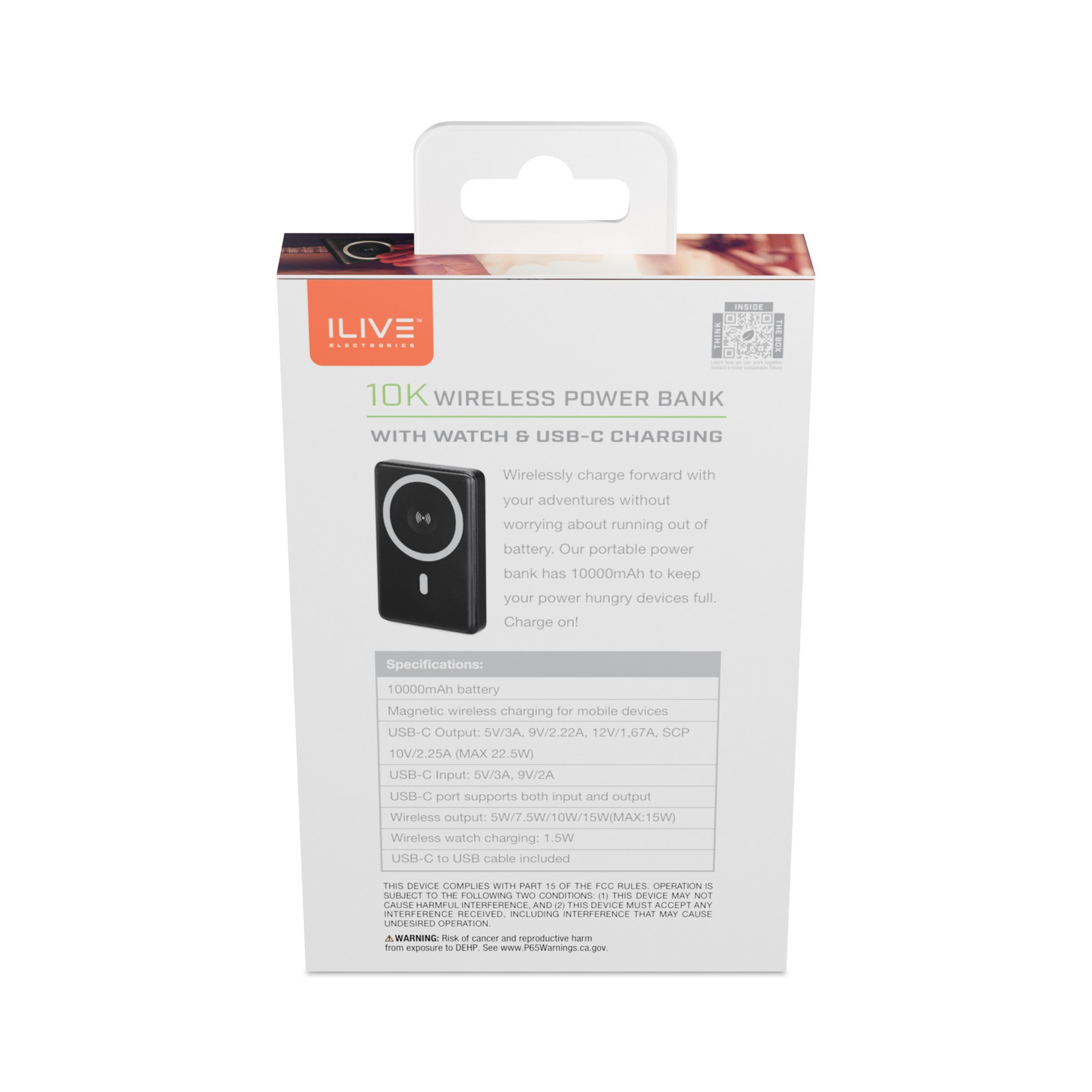 Picture of iLive Wirelesss 10K Power Bank with Wireless and Watch charger - Black