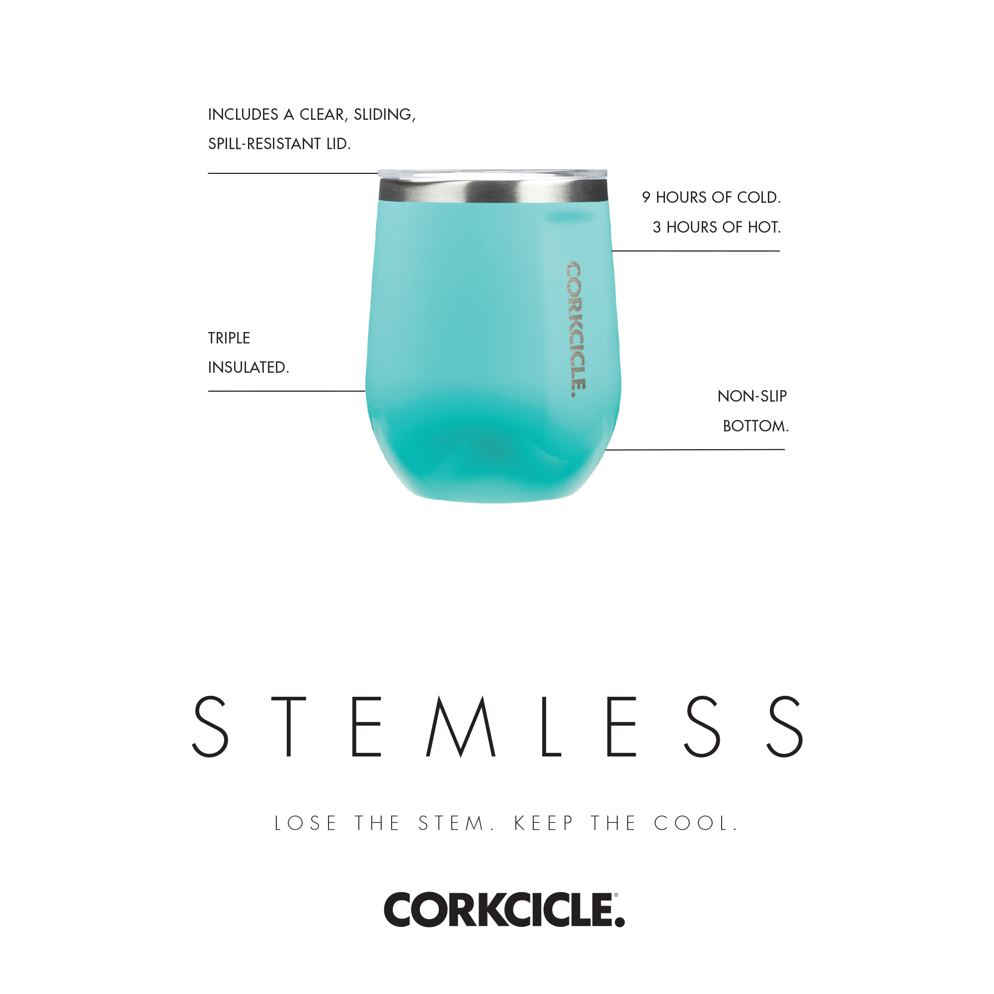 Picture of CORKCICLE Stemless Wine Cup Gift Set - Walnut