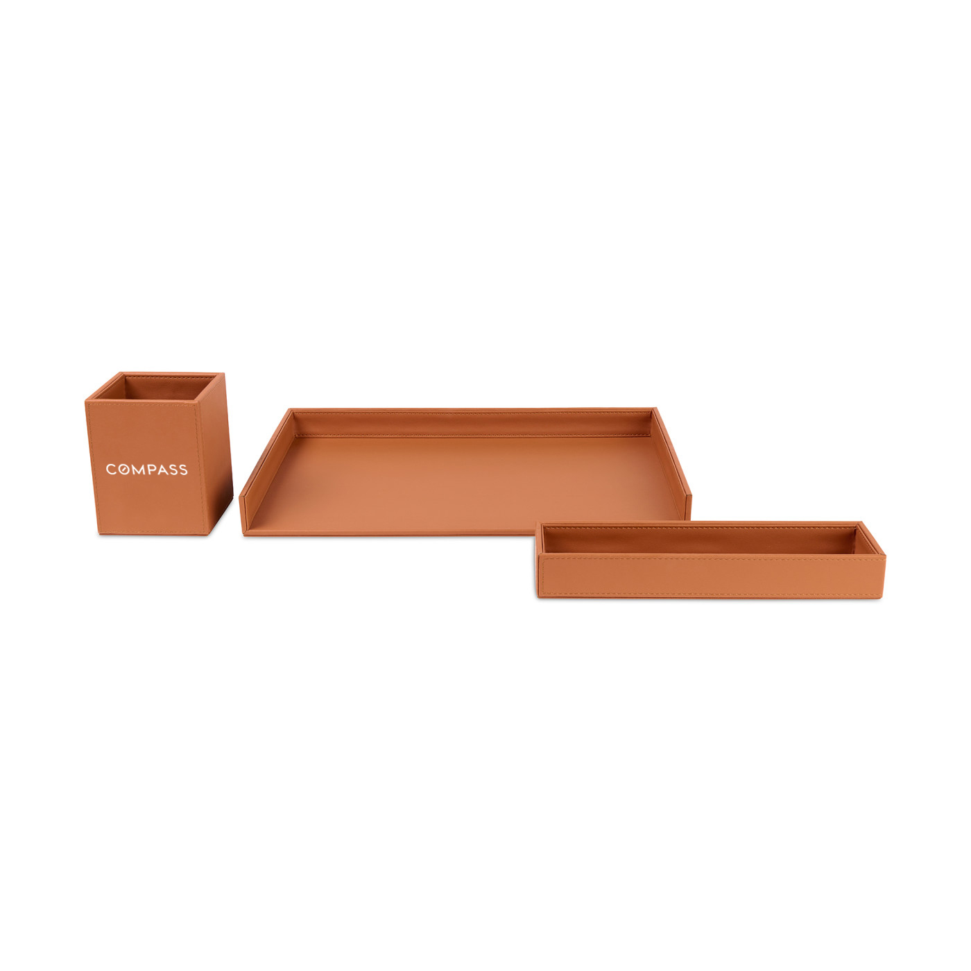 Picture of Easton 3 Piece Desktop Organizer Set - Cognac