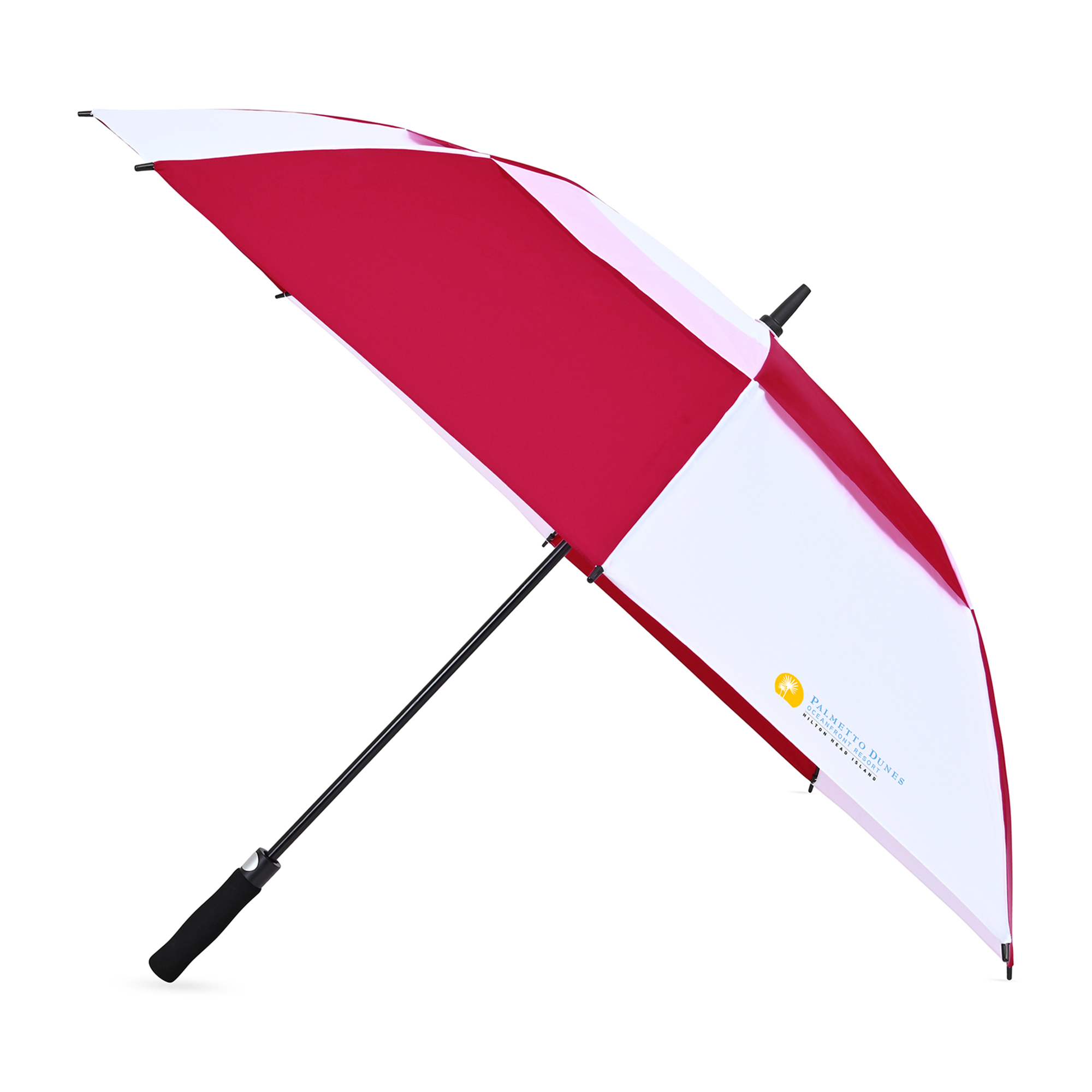 Picture of Elements 60" Recycled rPET Auto Open Dual Canopy Golf Umbrella - Red-White