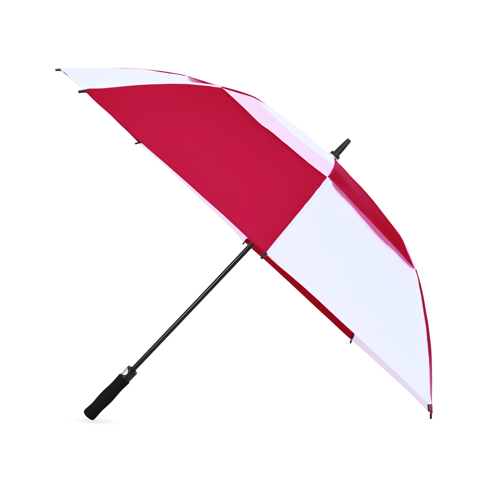 Picture of Elements 60" Recycled rPET Auto Open Dual Canopy Golf Umbrella - Red-White