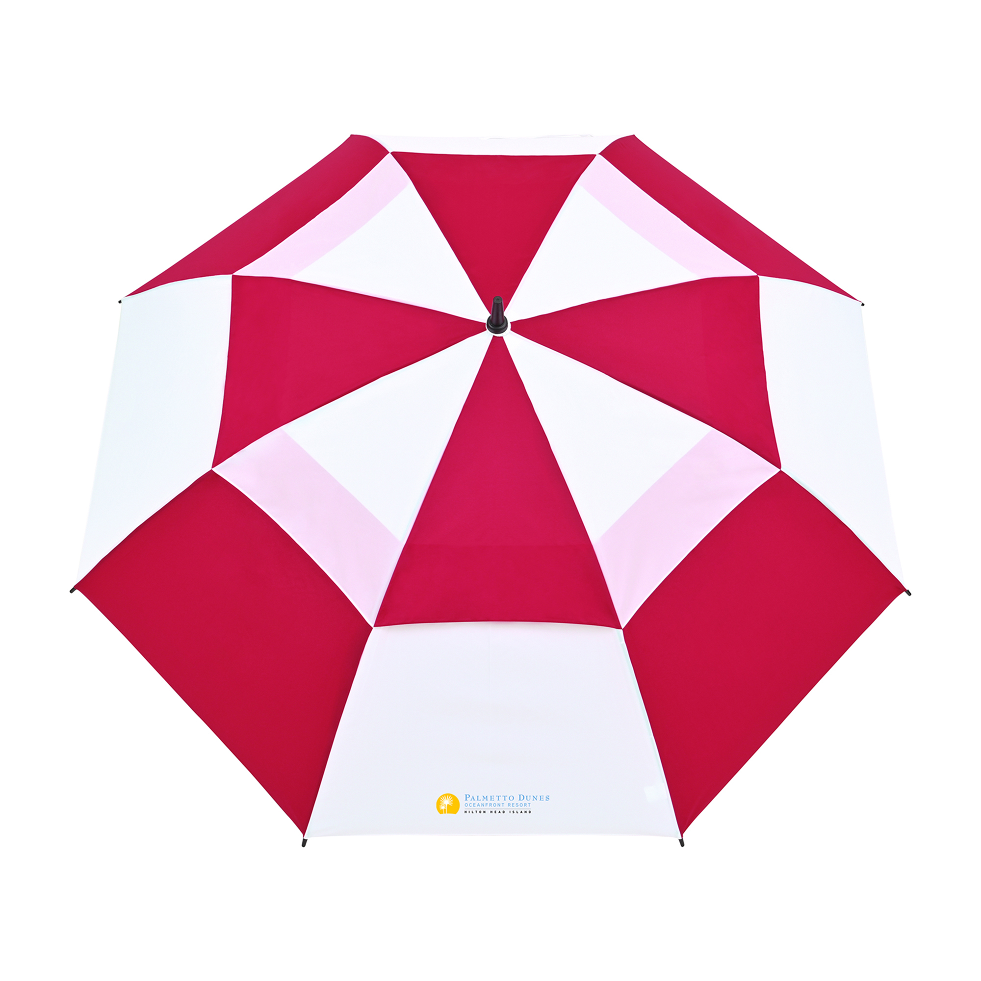 Picture of Elements 60" Recycled rPET Auto Open Dual Canopy Golf Umbrella - Red-White