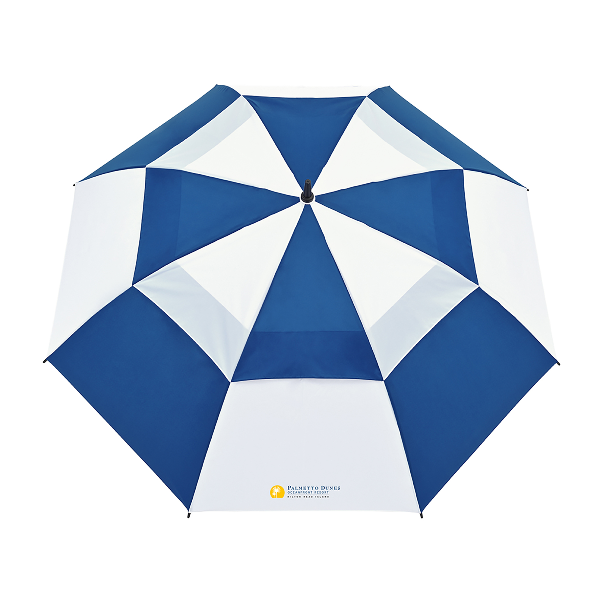 Picture of Elements 60" Recycled rPET Auto Open Dual Canopy Golf Umbrella - Royal-White