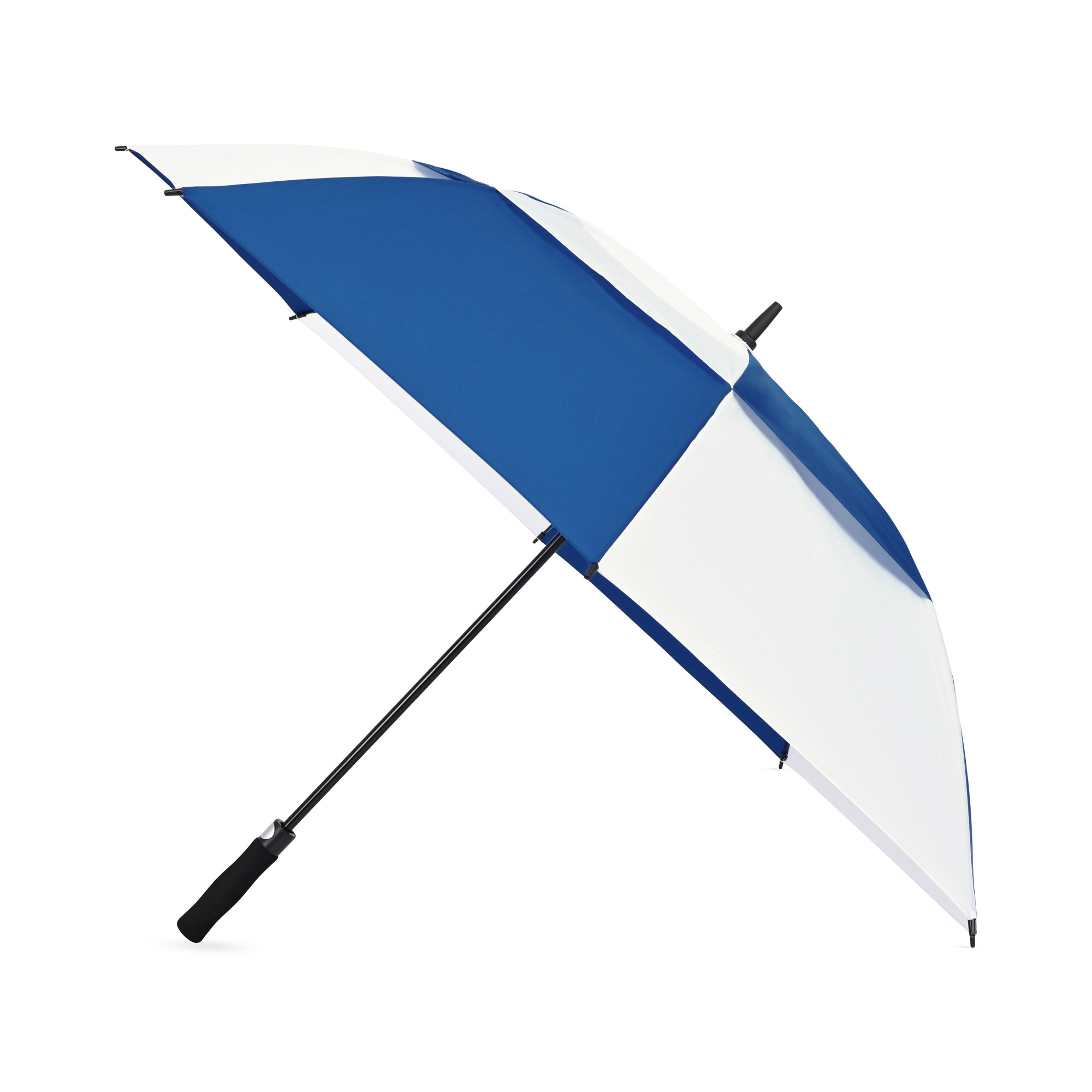 Picture of Elements 60" Recycled rPET Auto Open Dual Canopy Golf Umbrella - Royal-White