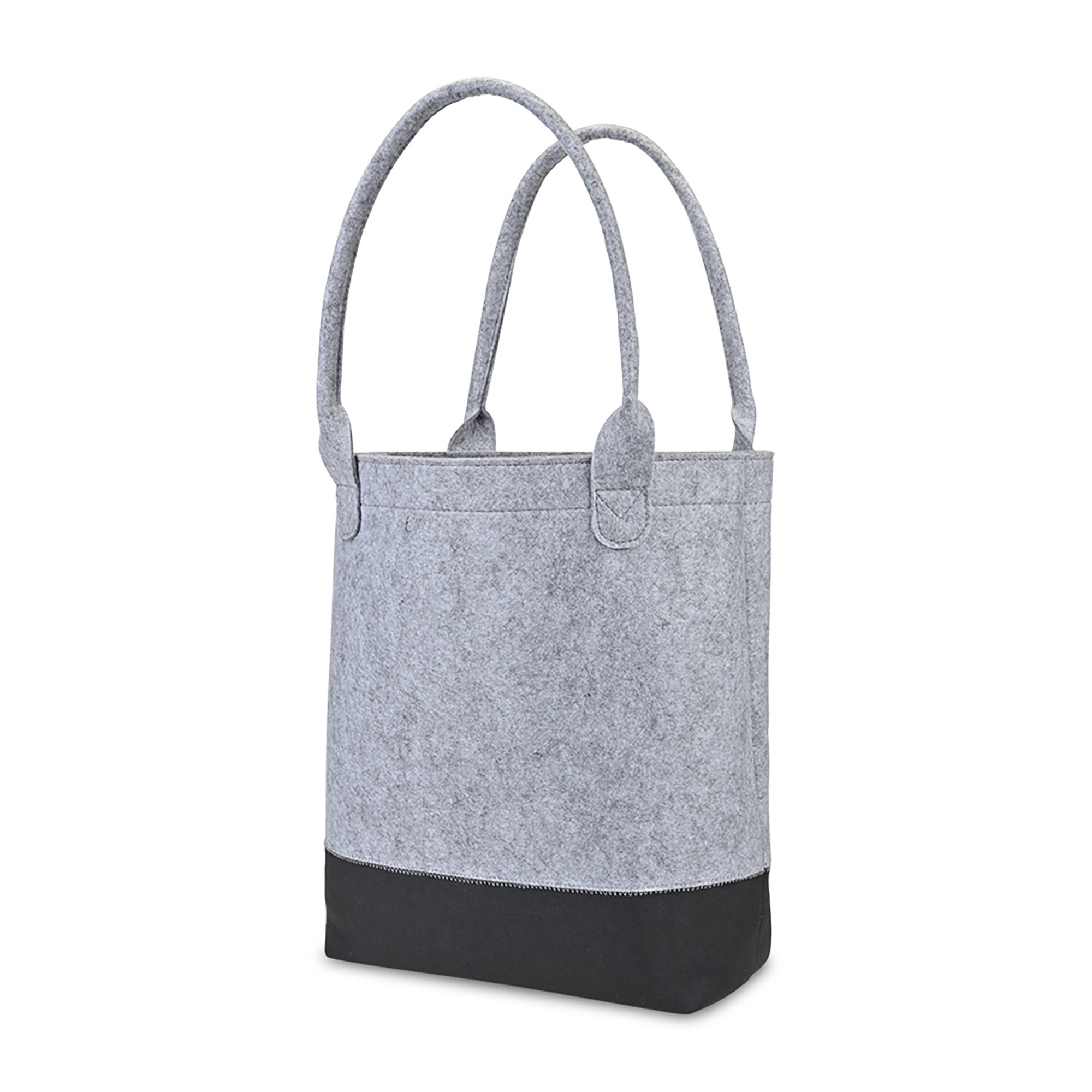 Picture of Out of the Woods Felt Colorblock Tall Tote - Light Grey-Black