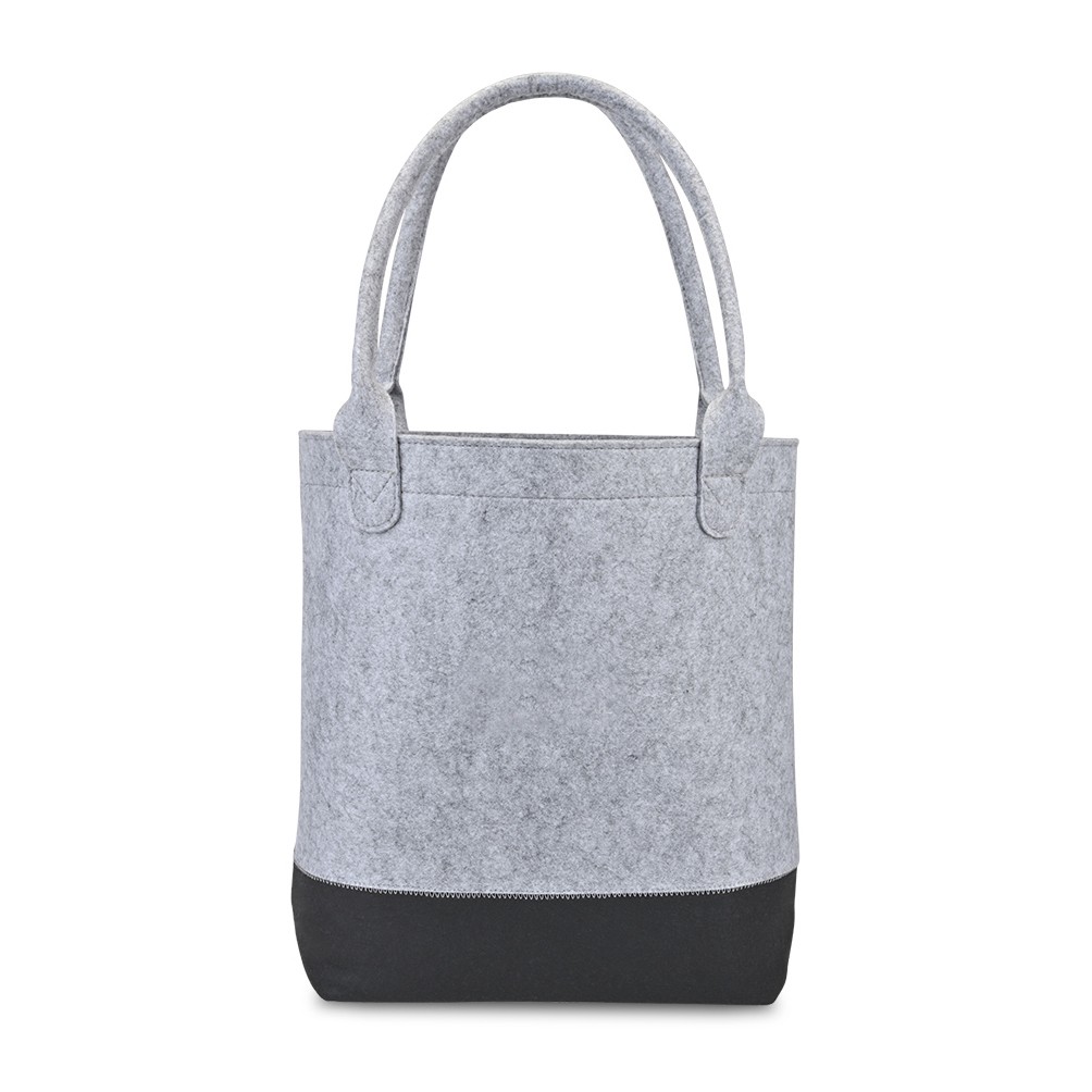 Picture of Out of the Woods Felt Colorblock Tall Tote - Light Grey-Black