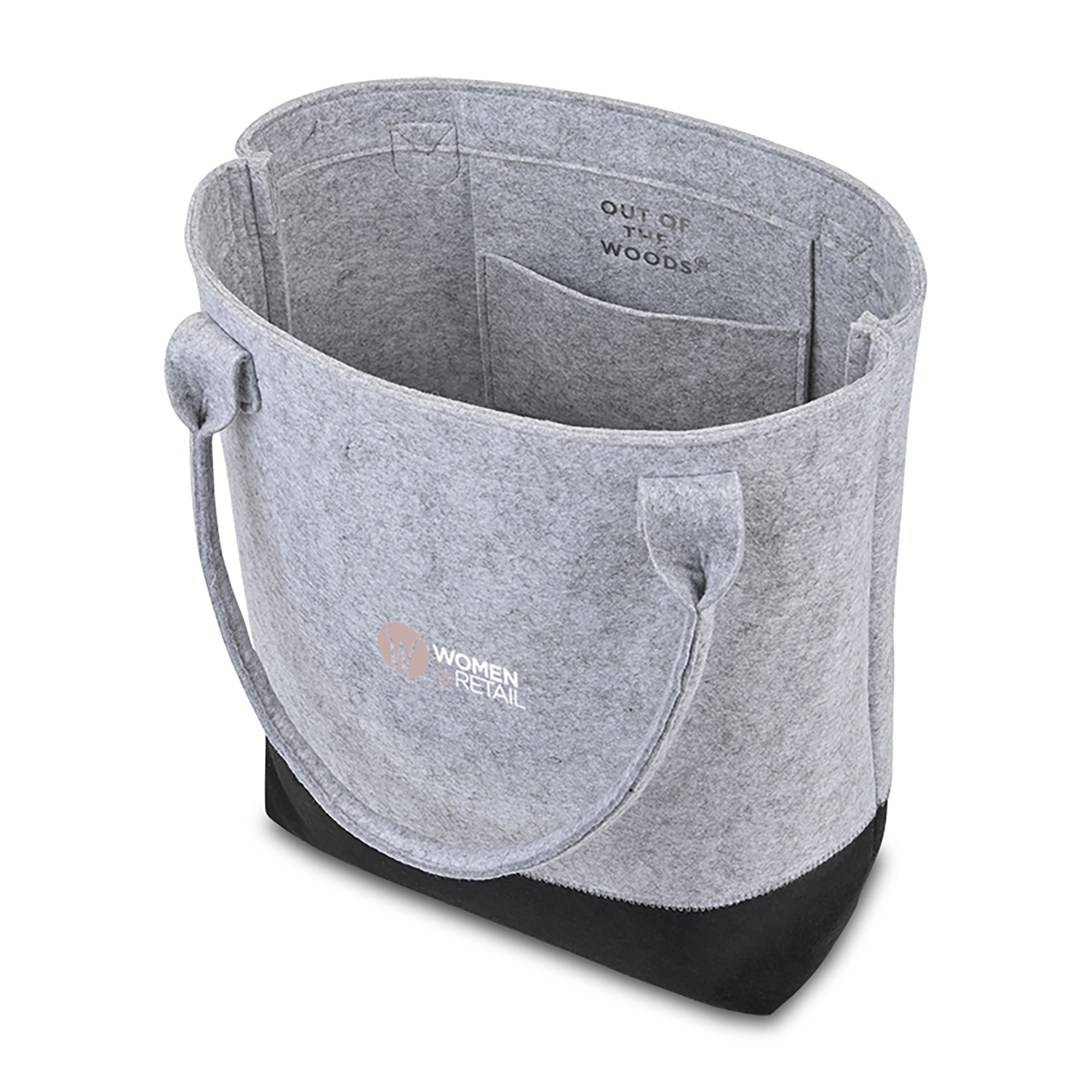 Picture of Out of the Woods Felt Colorblock Tall Tote - Light Grey-Black