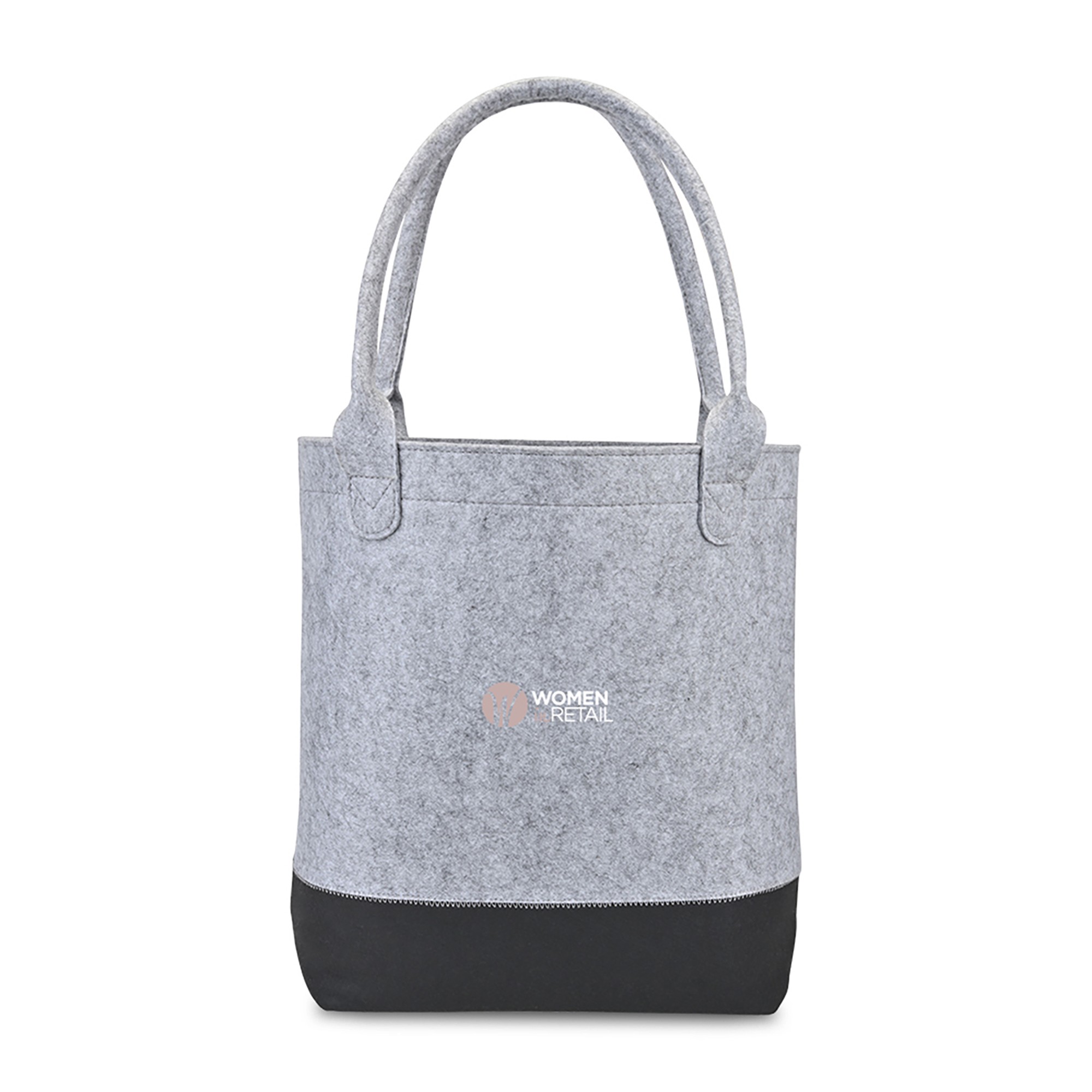 Picture of Out of the Woods Felt Colorblock Tall Tote - Light Grey-Black