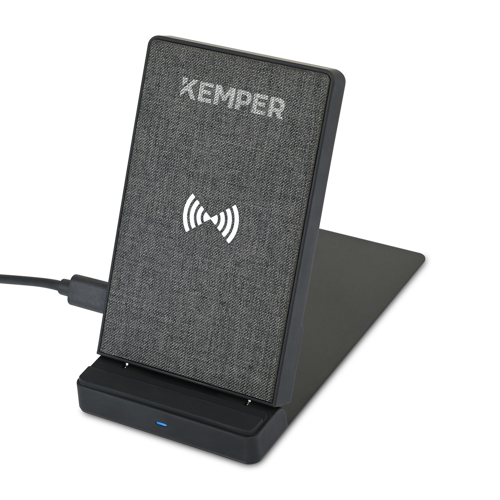 Picture of Eden Recycled rPET Collapsible Desk Charger - Charcoal Heather