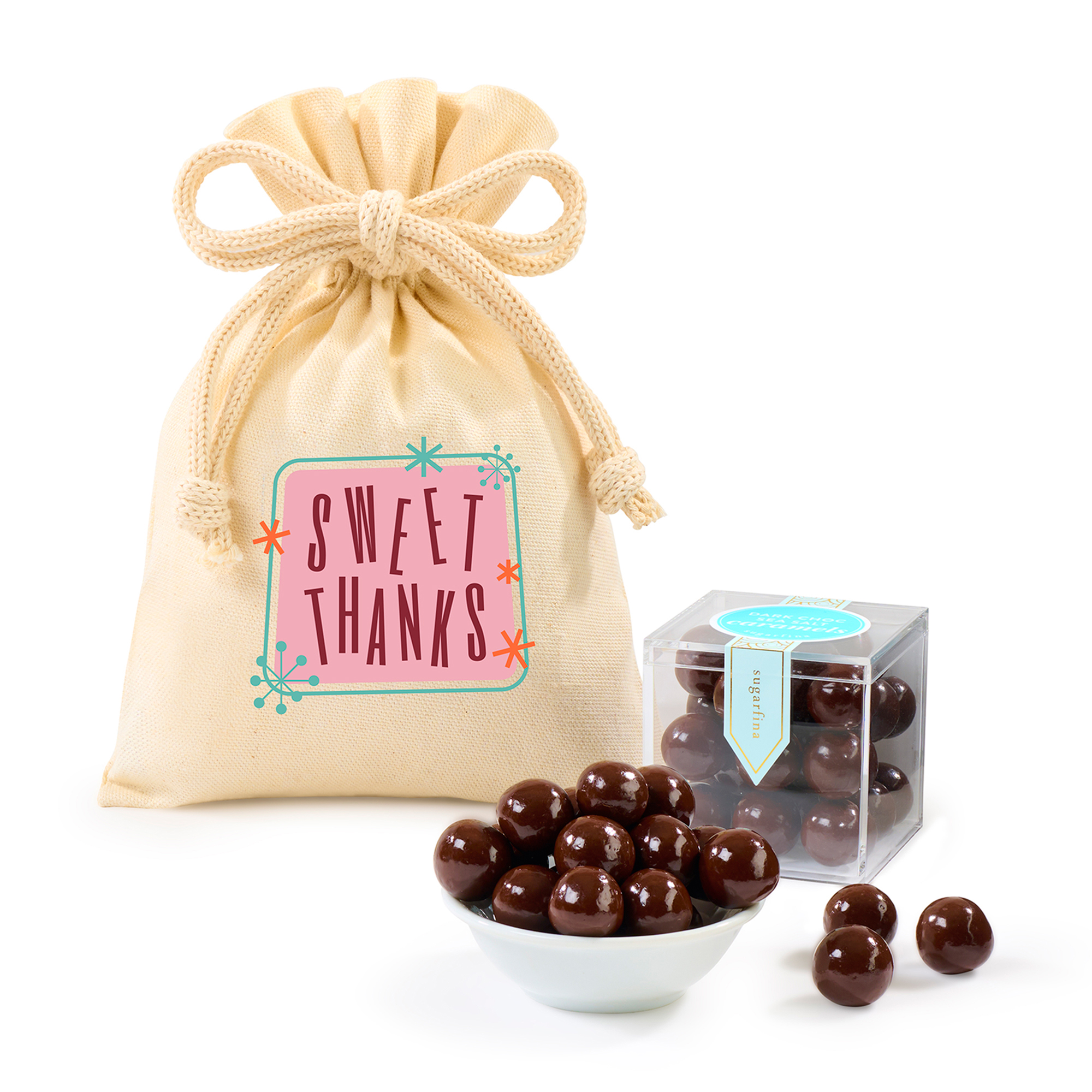 Picture of Sugarfina Sea Salt Caramels Candy Cube Gift Bag - Natural