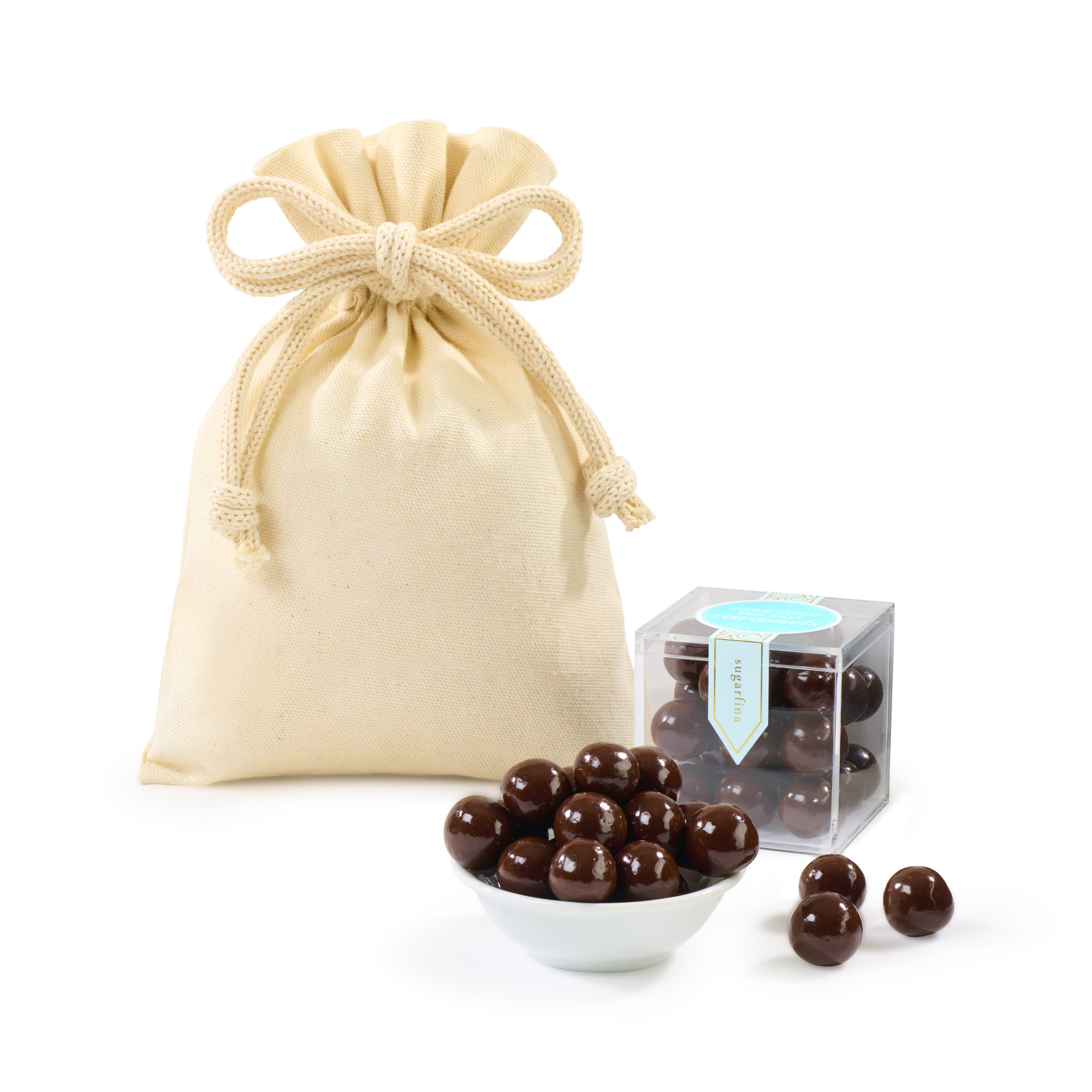 Picture of Sugarfina Sea Salt Caramels Candy Cube Gift Bag - Natural