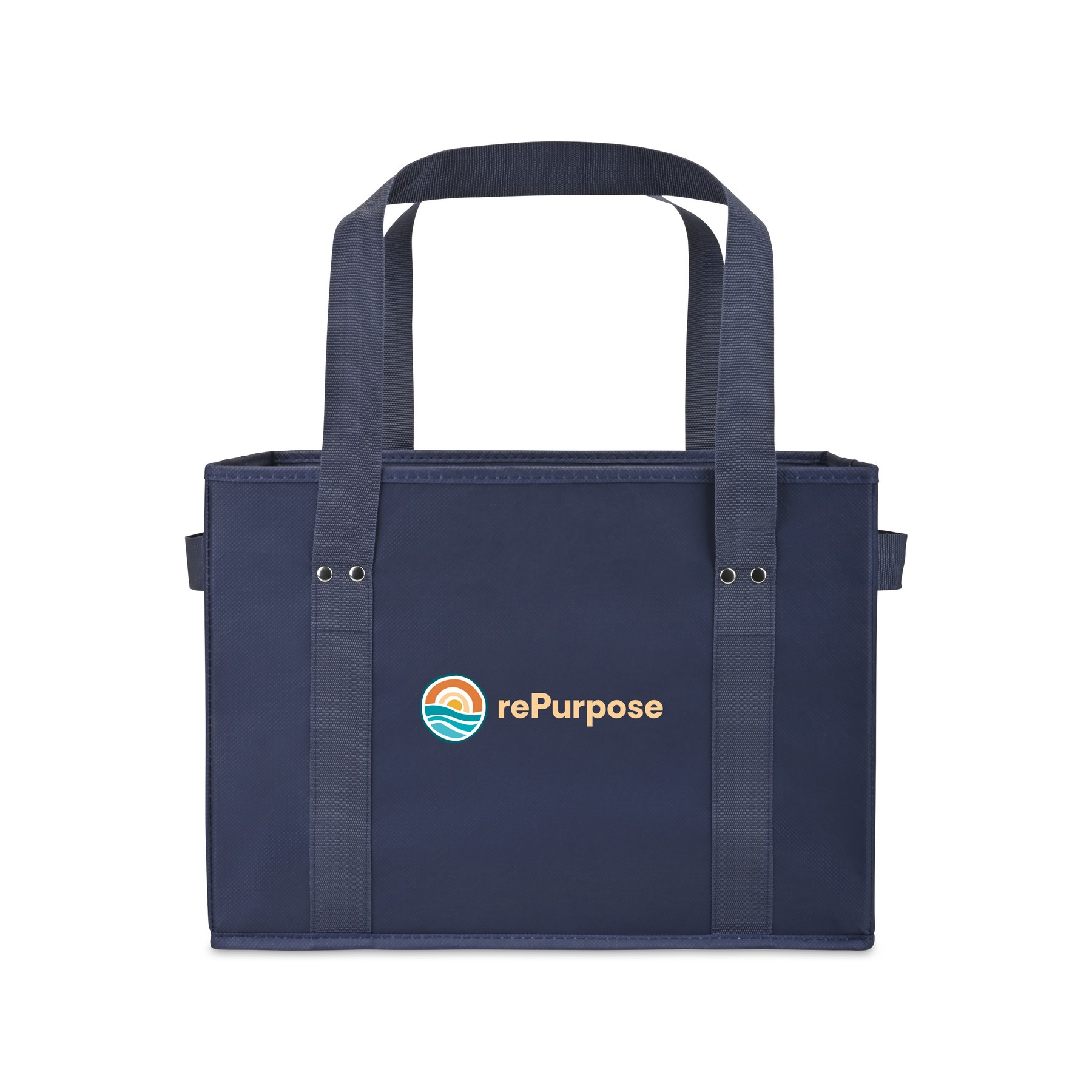 Picture of Recycled Non-Woven Collapsible Box Tote - Navy