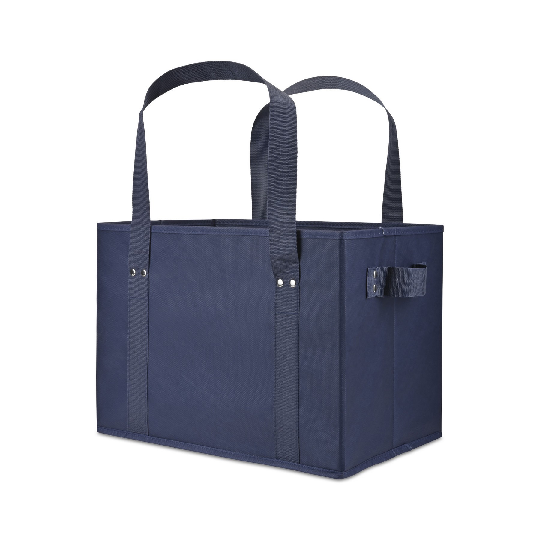 Picture of Recycled Non-Woven Collapsible Box Tote - Navy