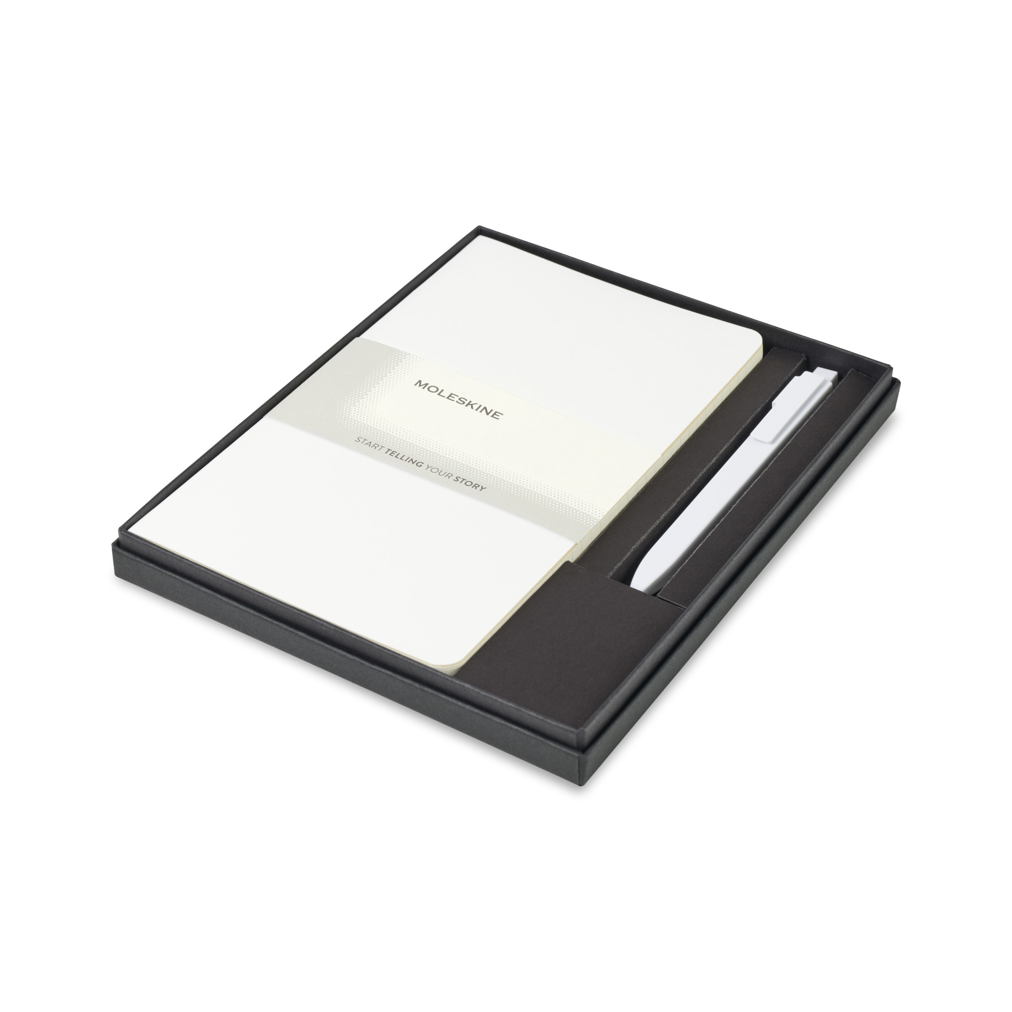 Picture of Moleskine Large Volant and GO Pen Gift Set - White