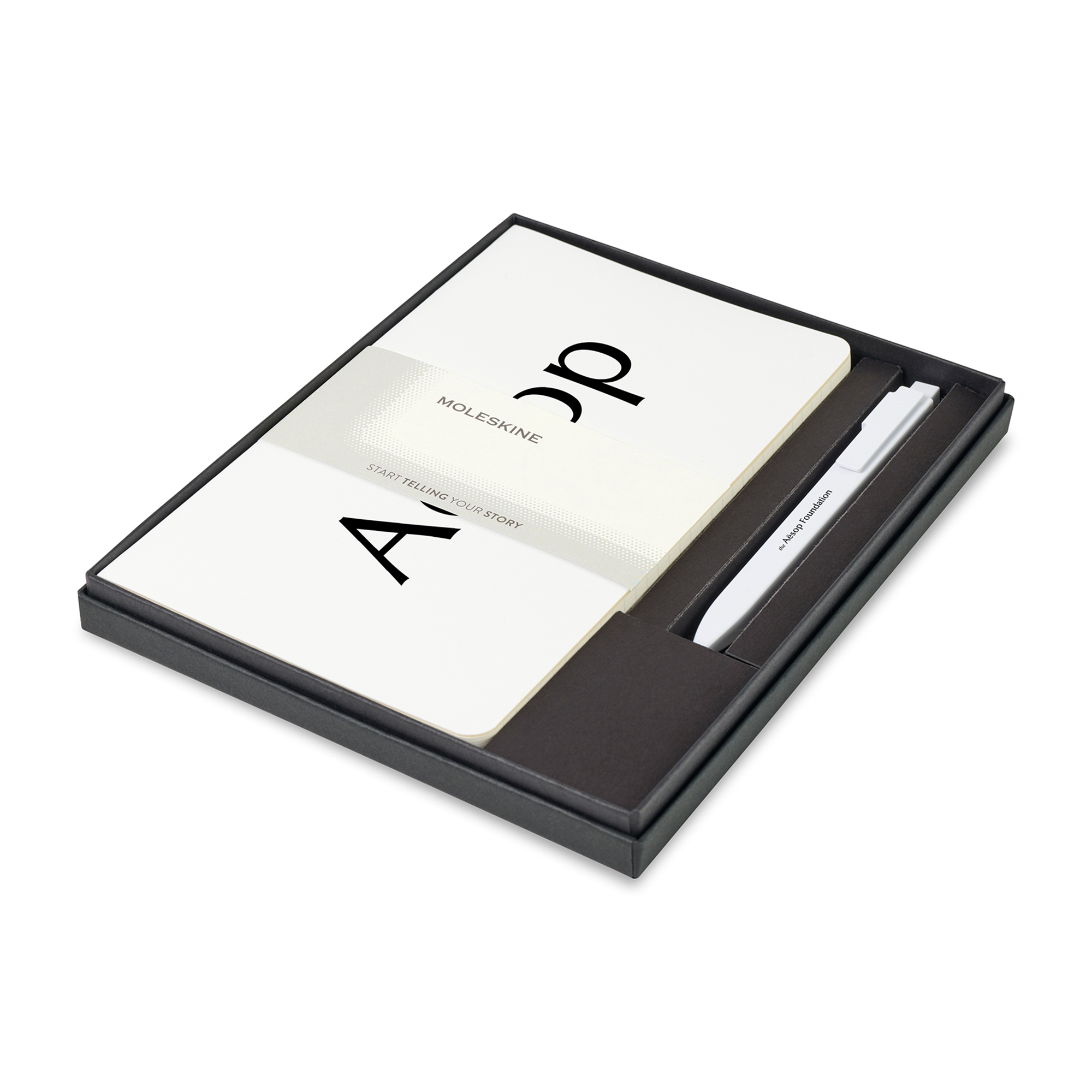 Picture of Moleskine Large Volant and GO Pen Gift Set - White