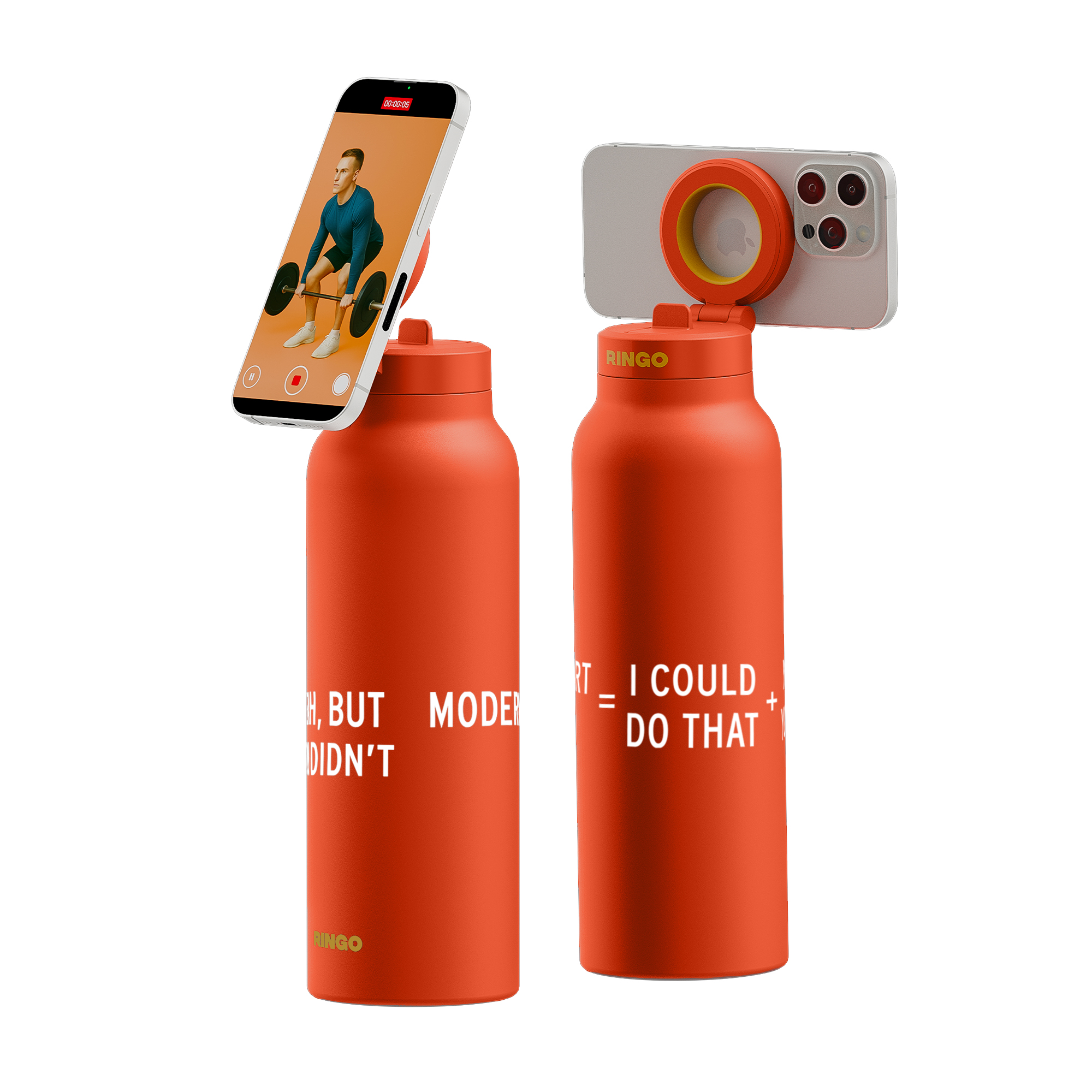 Picture of RINGO Pro Water Bottle with Magnetic Booster Ring - 32 Oz. - Orange
