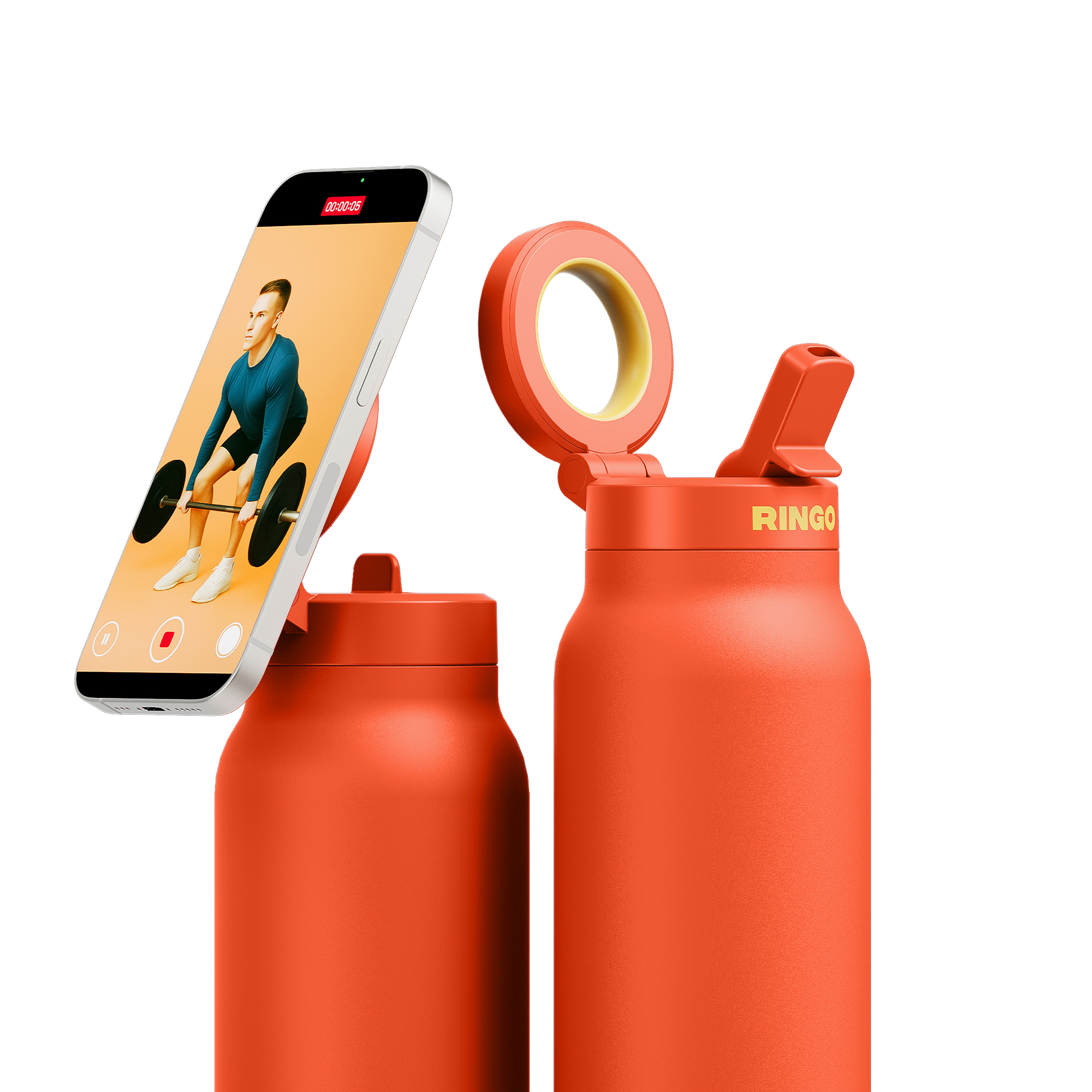 Picture of RINGO Pro Water Bottle with Magnetic Booster Ring - 32 Oz. - Orange