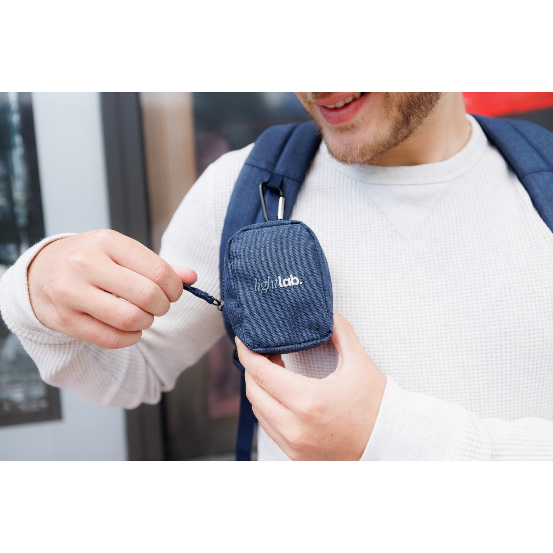 Picture of Fletcher Recycled rPET Laptop Backpack & Mini Pouch Bag Charm Set - Navy Heather
