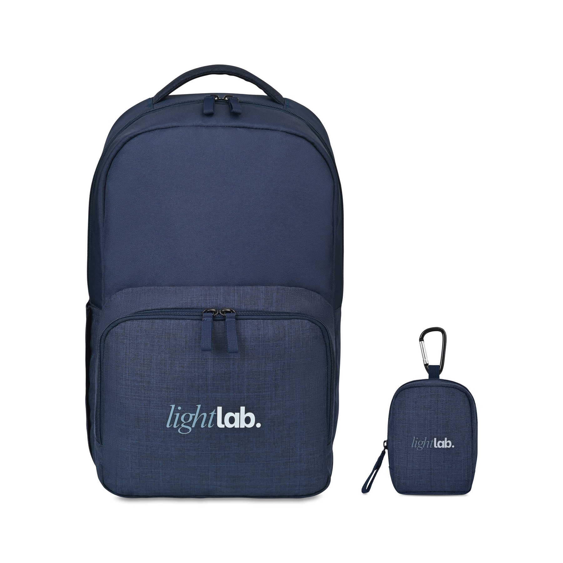 Picture of Fletcher Recycled rPET Laptop Backpack & Mini Pouch Bag Charm Set - Navy Heather