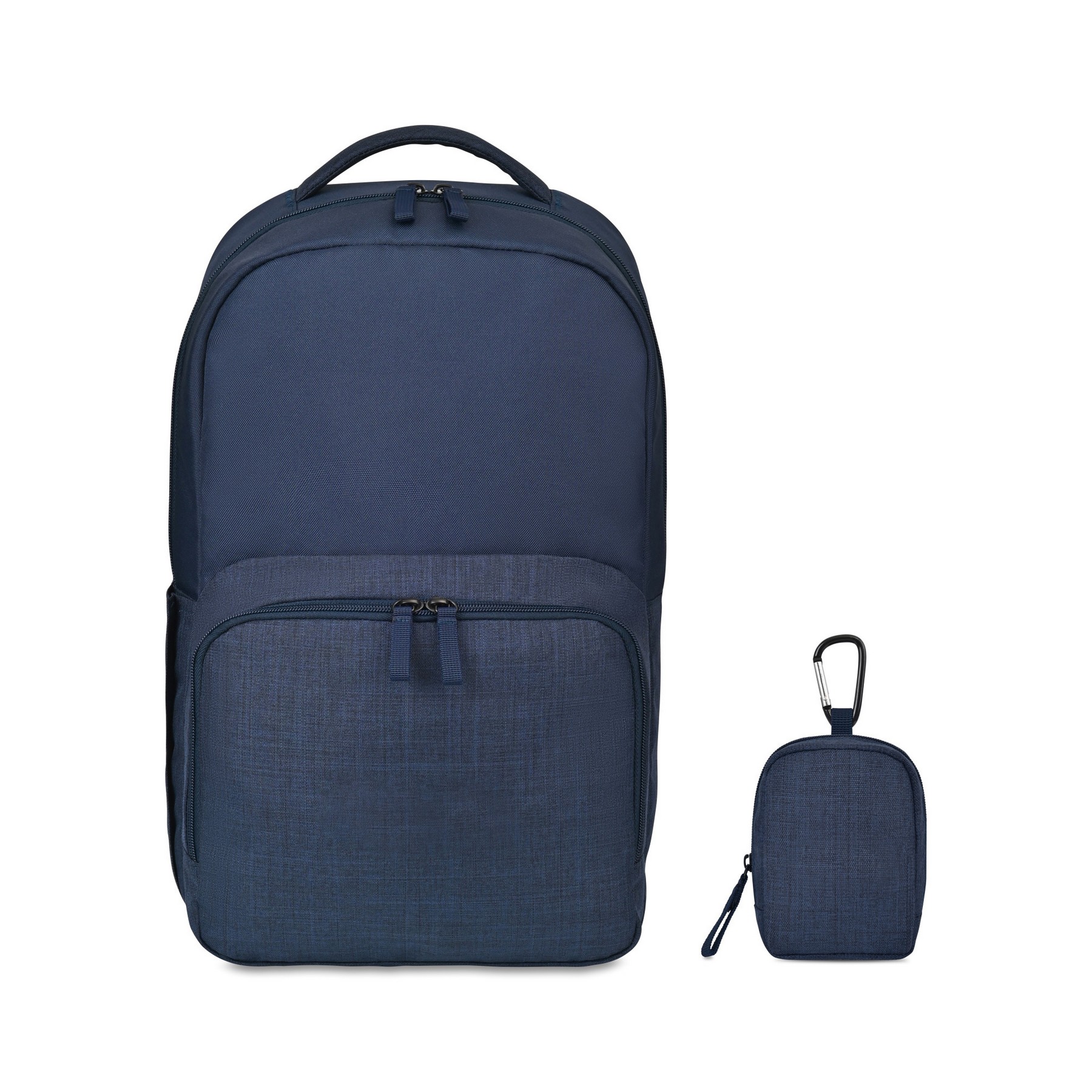 Picture of Fletcher Recycled rPET Laptop Backpack & Mini Pouch Bag Charm Set - Navy Heather
