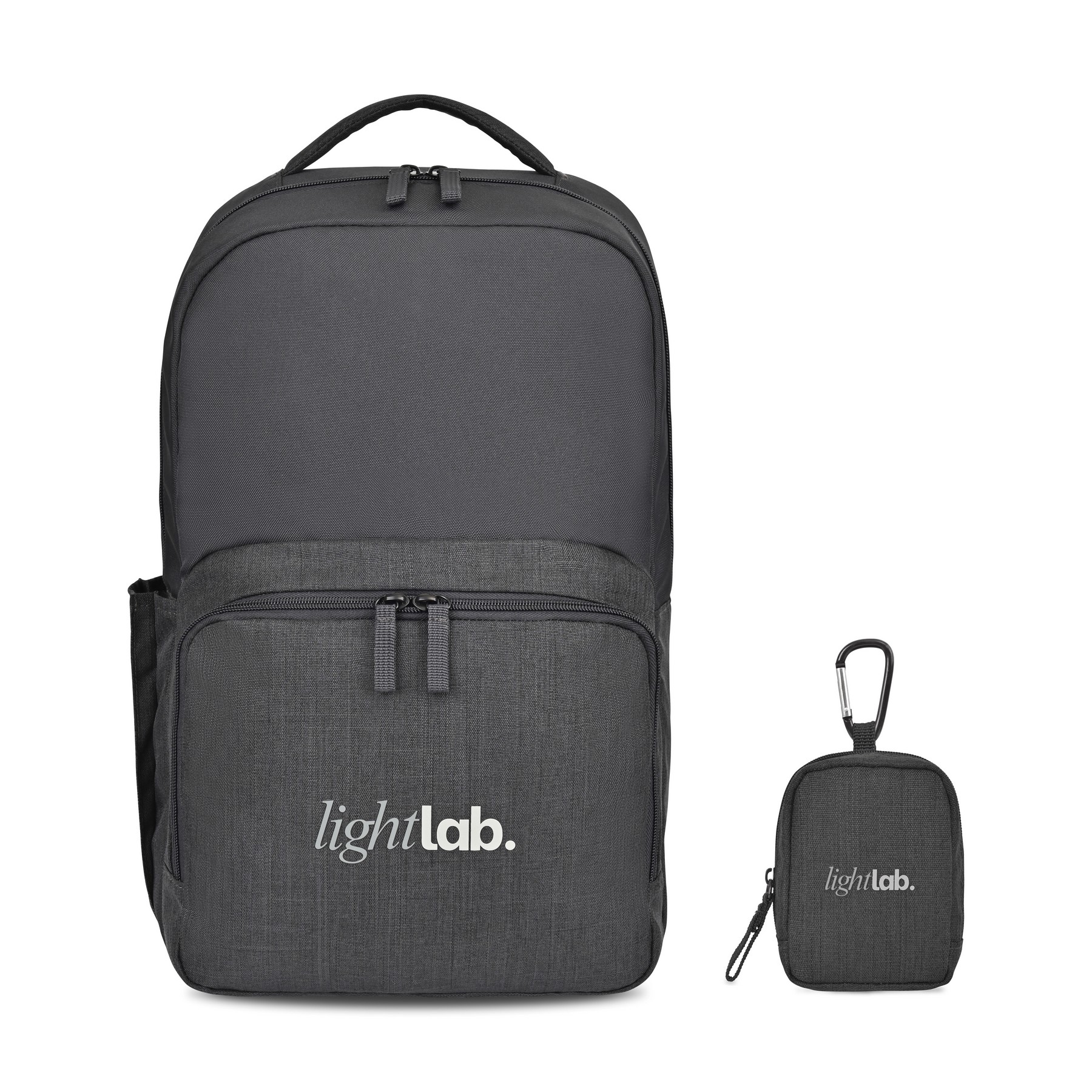 Picture of Fletcher Recycled rPET Laptop Backpack & Mini Pouch Bag Charm Set - Black Sand