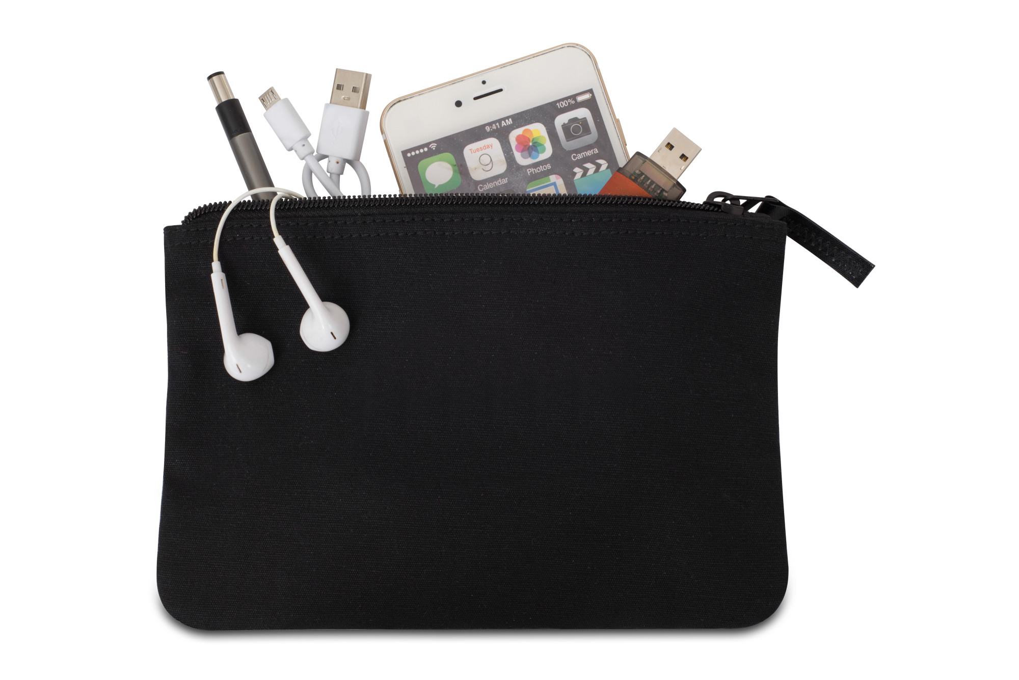 Picture of Avery Cotton Zippered Pouch - Black