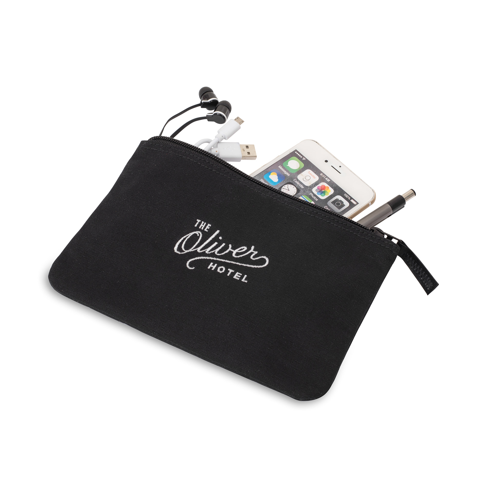 Picture of Avery Cotton Zippered Pouch - Black