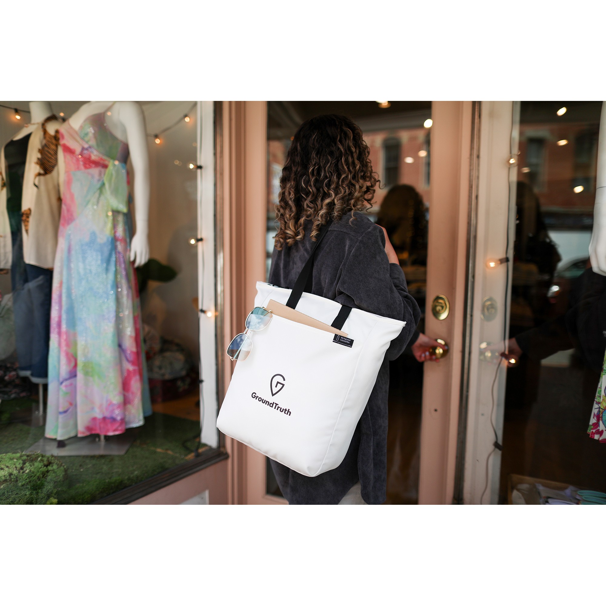 Picture of Renew Recycled rPET Zippered Tote - AWARE - Cream